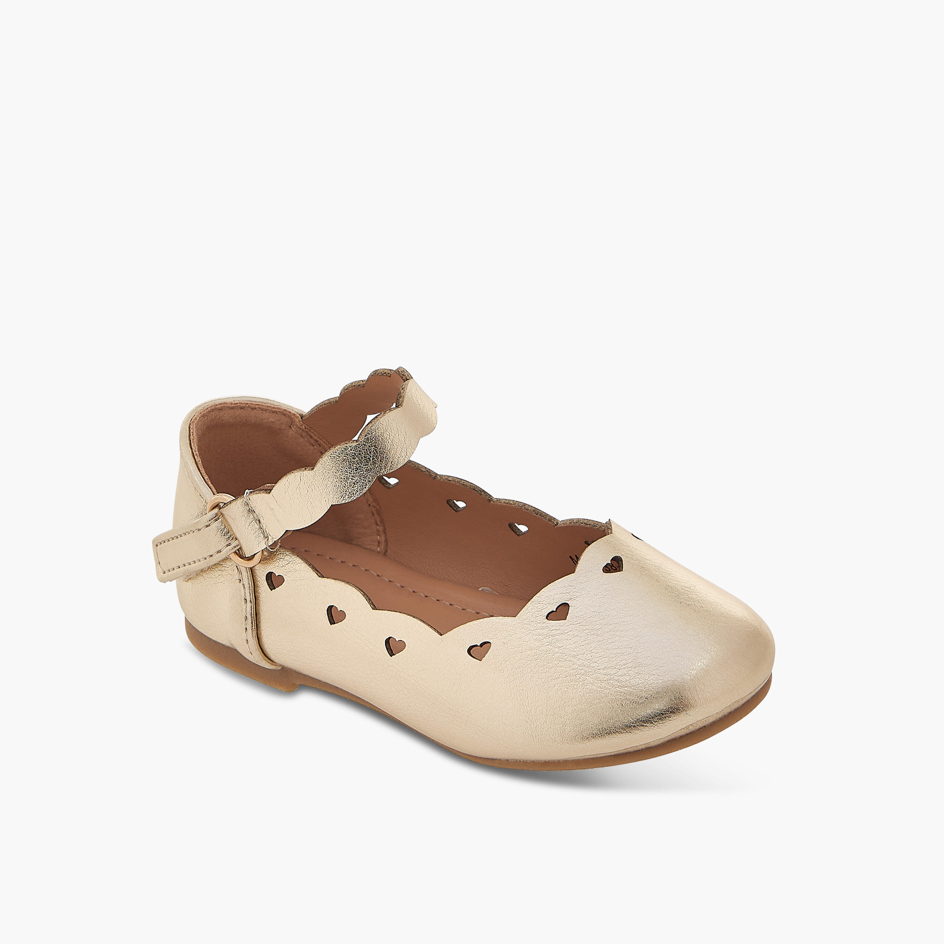 Flora Bella Textured Ballerina Shoes with Hook and Loop Closure-girls-shoes-ballerinas-image-2