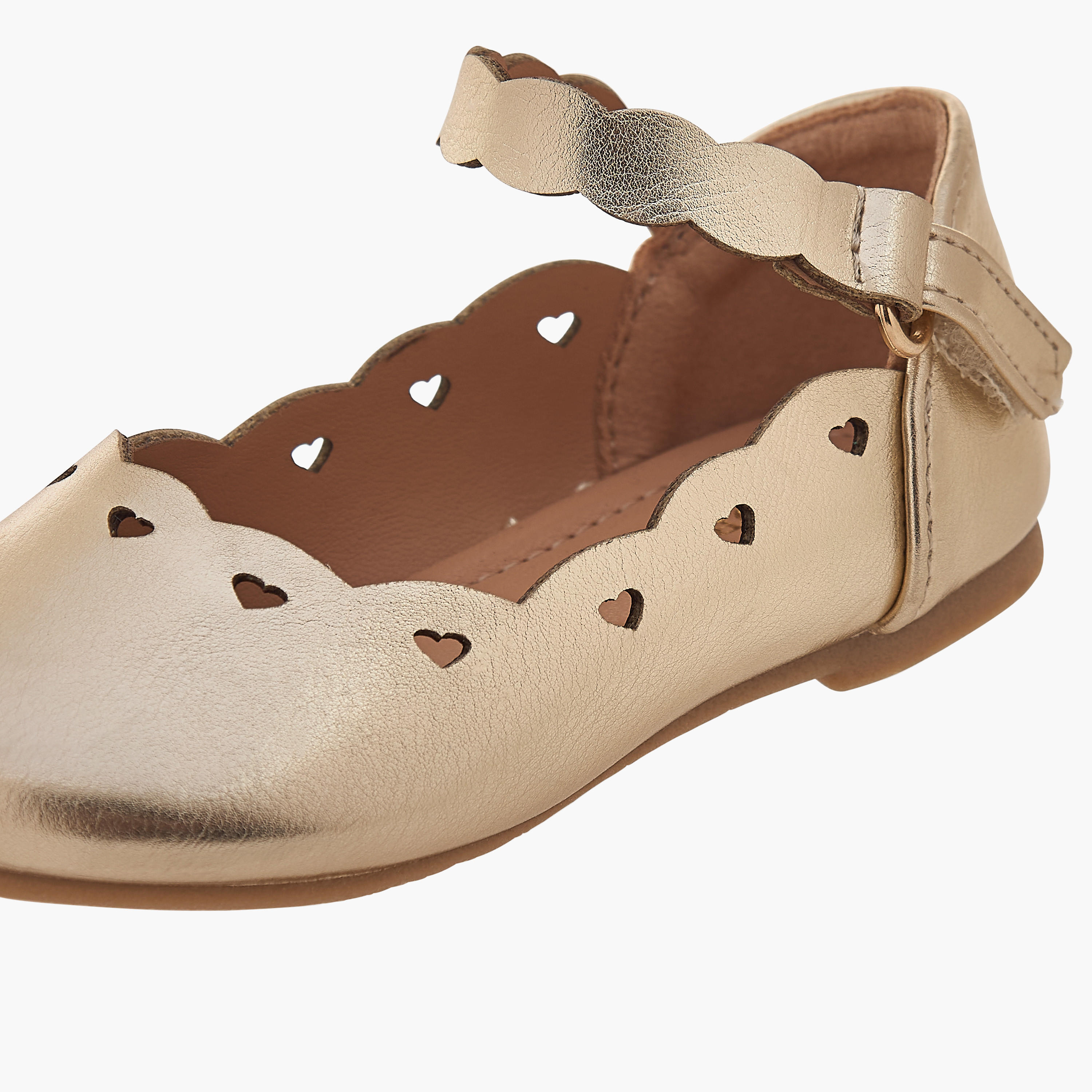 Flora Bella Textured Ballerina Shoes with Hook and Loop Closure-girls-shoes-ballerinas-image-6