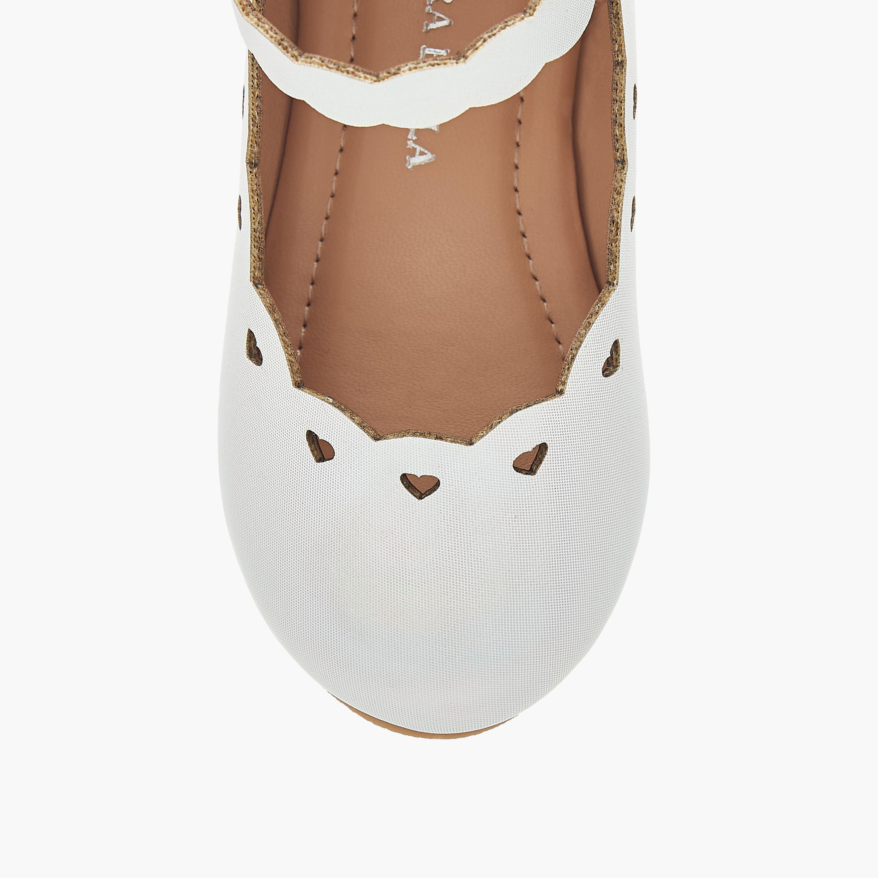 Flora Bella Textured Ballerina Shoes with Hook and Loop Closure-girls-shoes-ballerinas-image-4