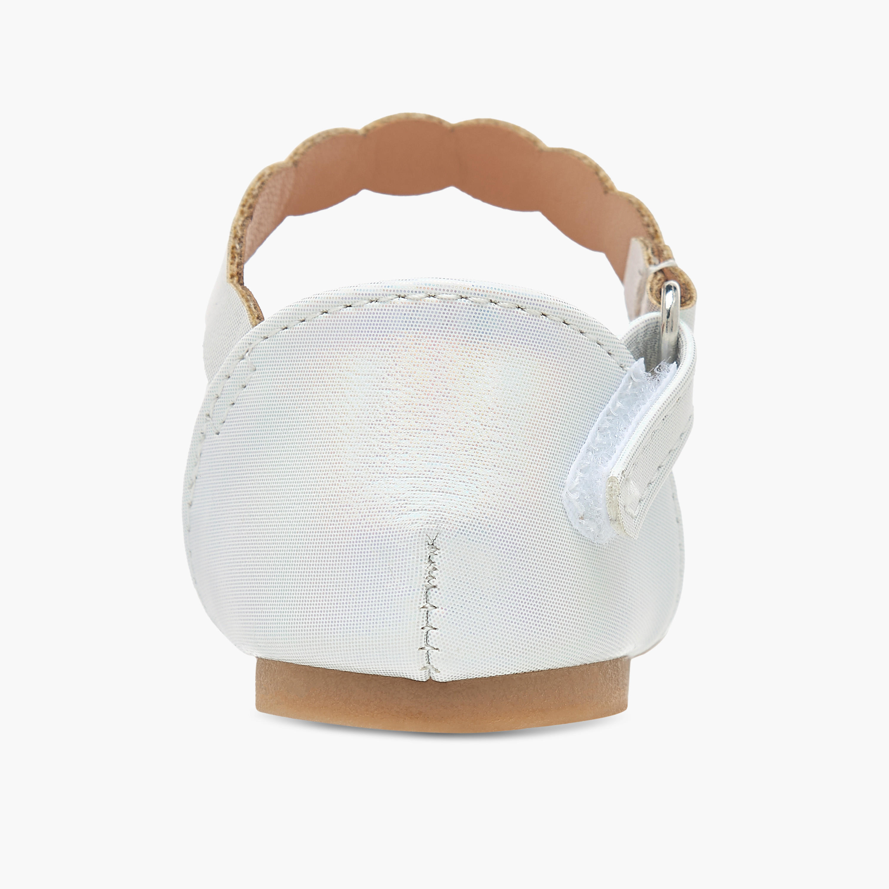 Flora Bella Textured Ballerina Shoes with Hook and Loop Closure-girls-shoes-ballerinas-image-5