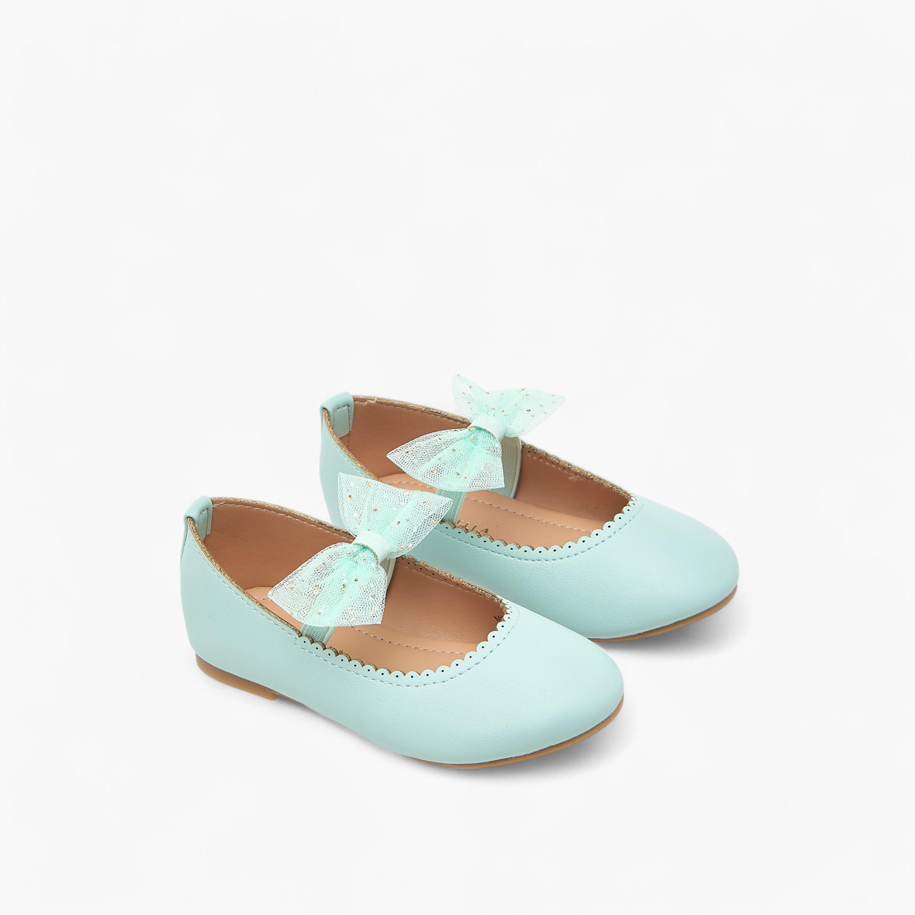 Flora Bella Bow Detail Ballerina Shoes with Elasticated Strap-girls-shoes-ballerinas-image-1