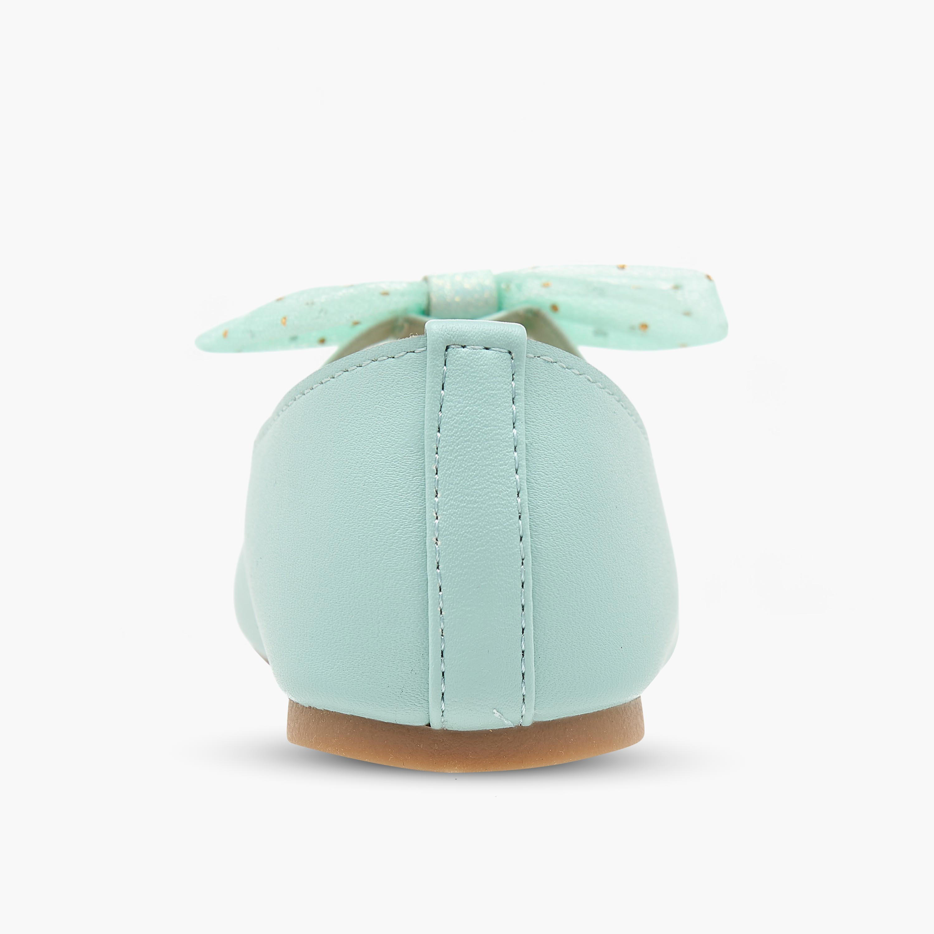 Flora Bella Bow Detail Ballerina Shoes with Elasticated Strap-girls-shoes-ballerinas-image-5