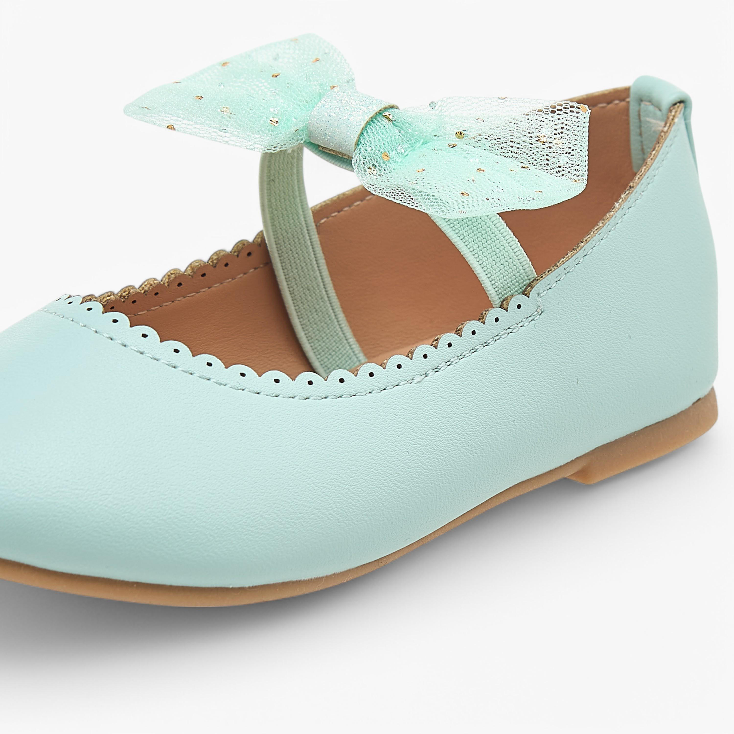 Flora Bella Bow Detail Ballerina Shoes with Elasticated Strap-girls-shoes-ballerinas-image-6