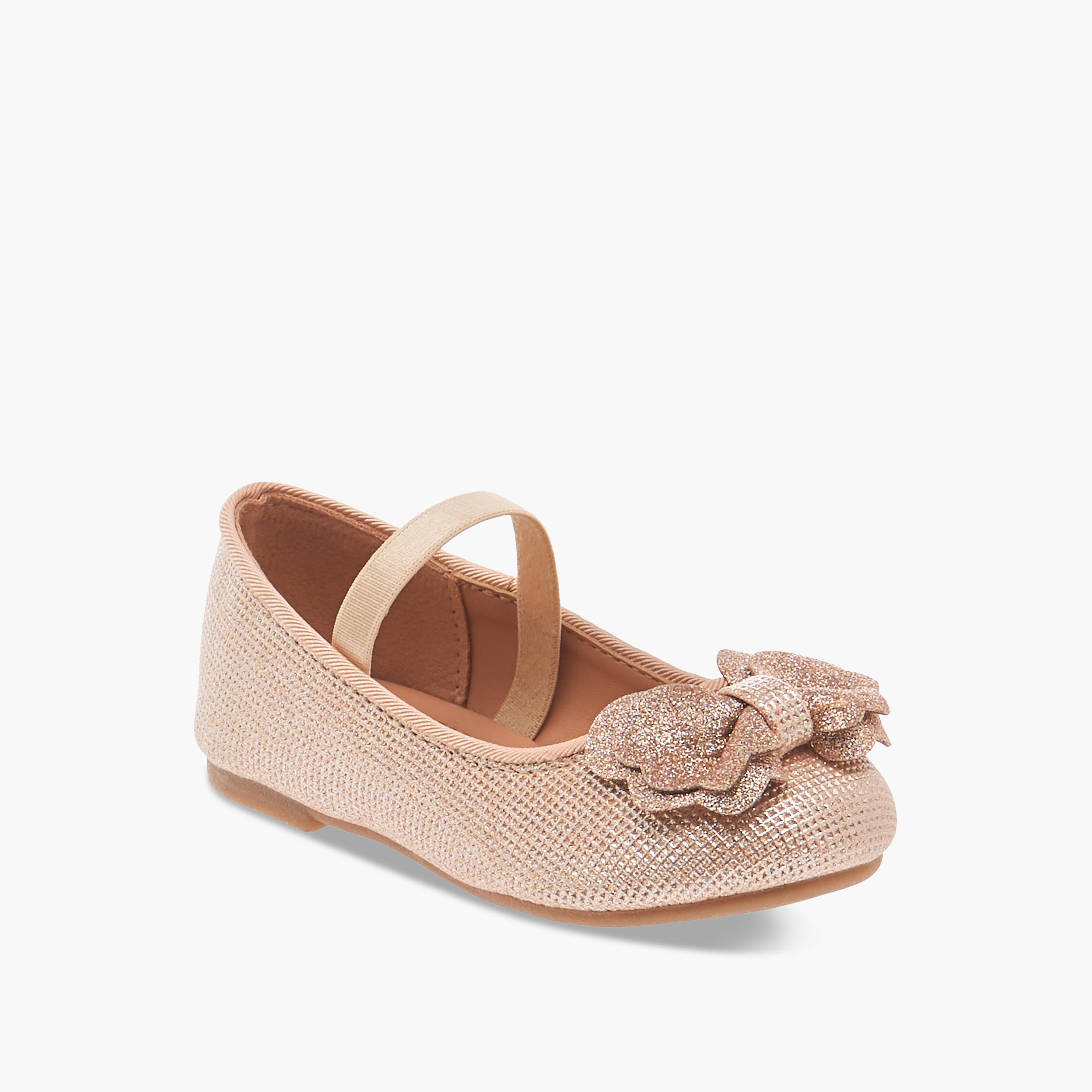 Flora Bella Bow Accent Ballerina Shoes with Elastic Strap Detail-girls-shoes-ballerinas-image-2