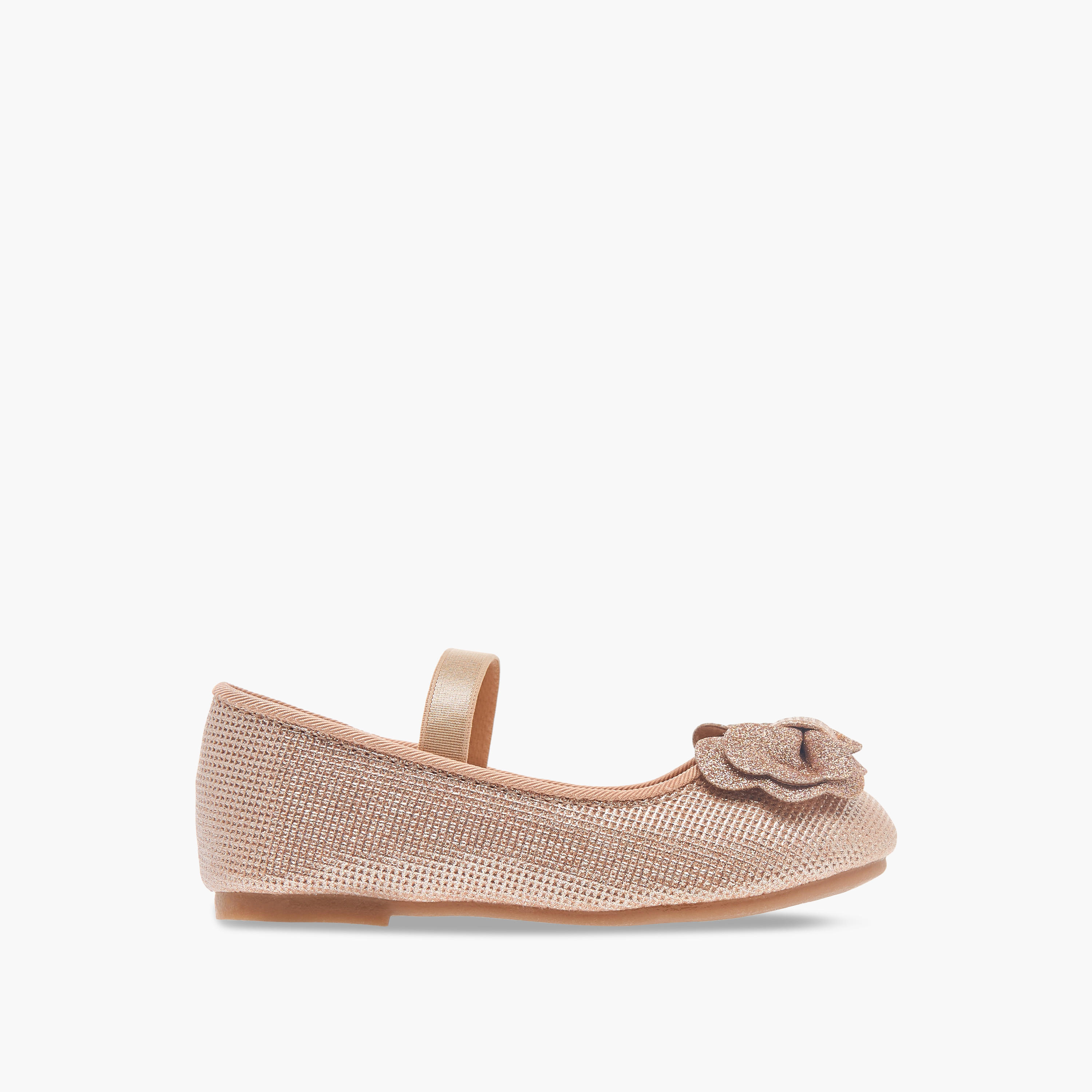 Flora Bella Bow Accent Ballerina Shoes with Elastic Strap Detail-girls-shoes-ballerinas-image-3