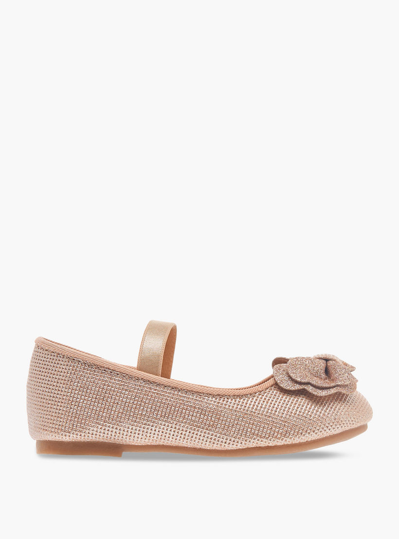 Flora Bella Bow Accent Ballerina Shoes with Elastic Strap Detail-girls-shoes-ballerinas-image-3