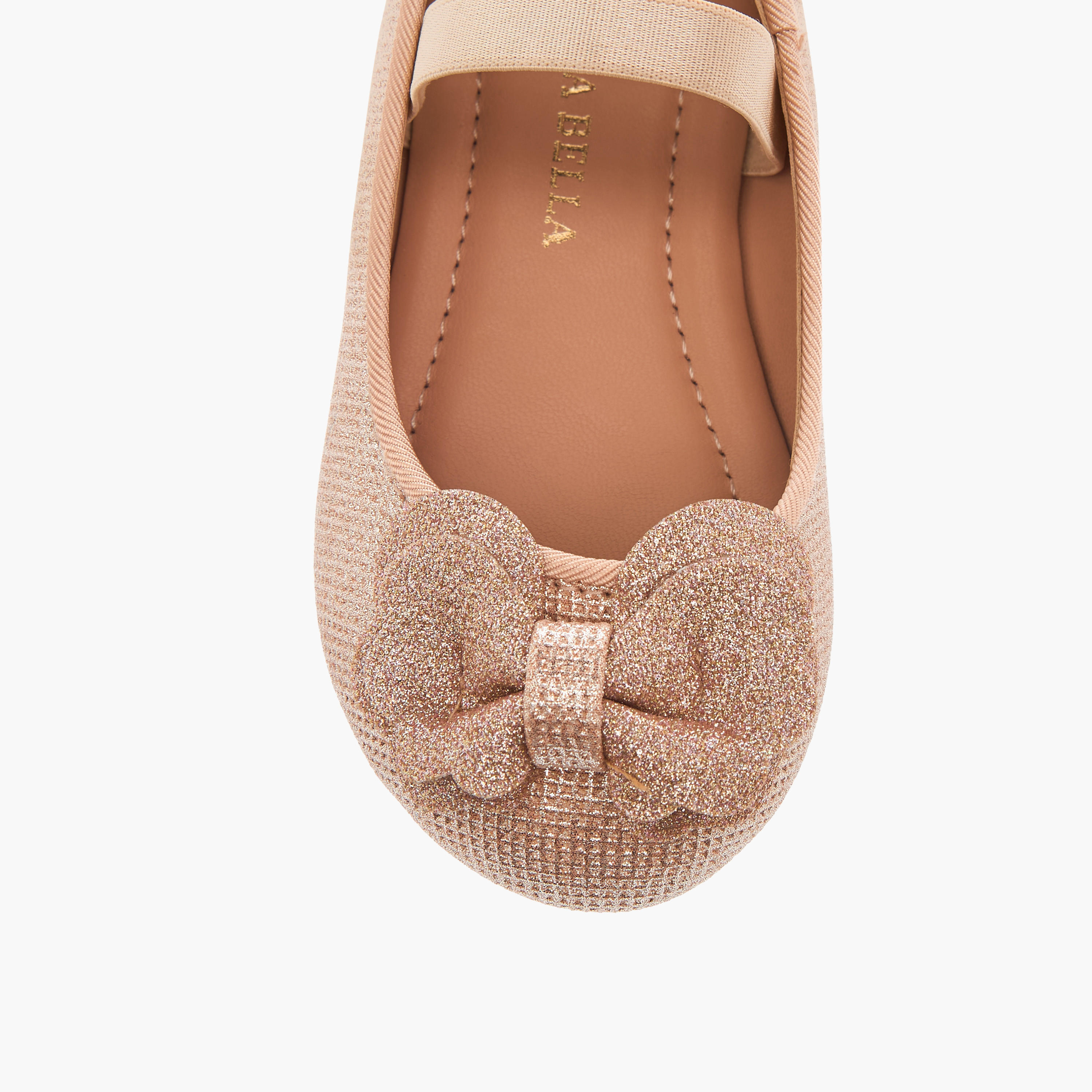 Flora Bella Bow Accent Ballerina Shoes with Elastic Strap Detail-girls-shoes-ballerinas-image-4