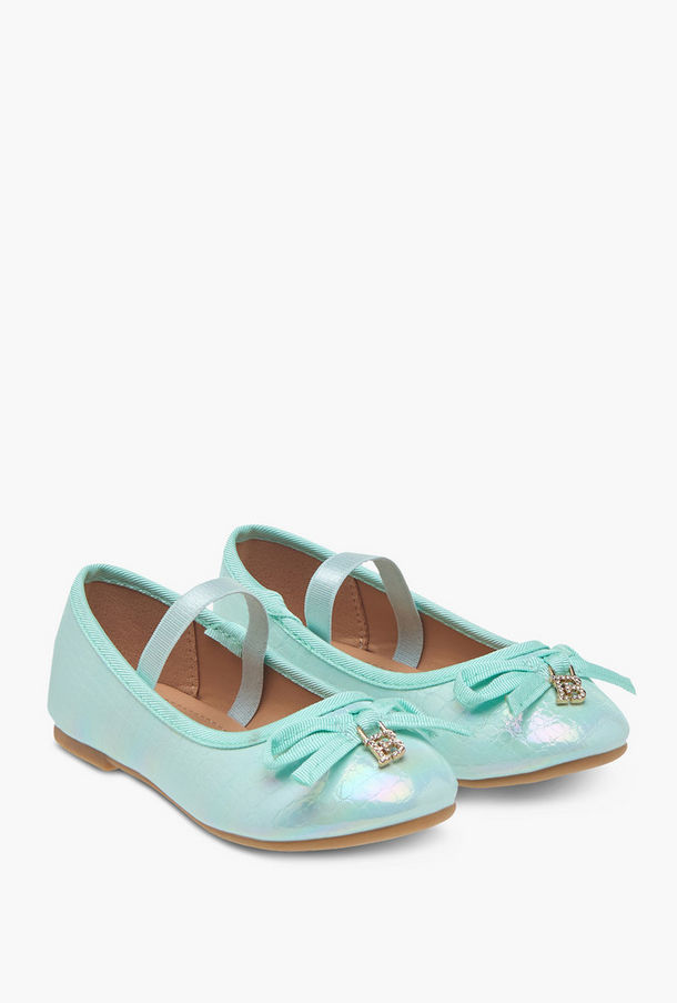 Flora Bella Bow Embellished Ballerina Shoes with Elastic Strap Detail-girls-shoes-ballerinas-image-1