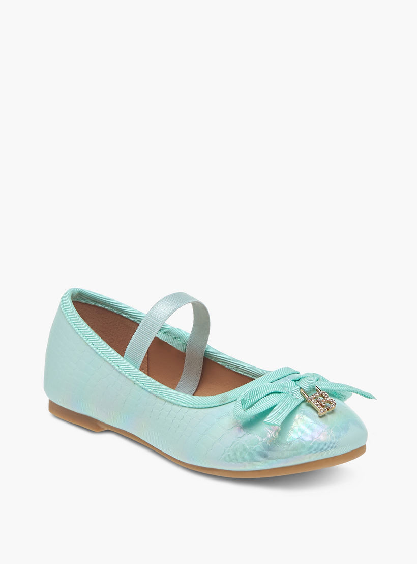 Flora Bella Bow Embellished Ballerina Shoes with Elastic Strap Detail-girls-shoes-ballerinas-image-2
