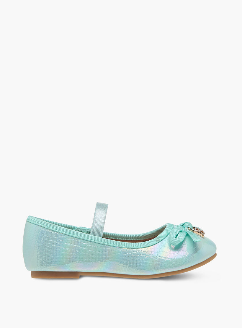 Flora Bella Bow Embellished Ballerina Shoes with Elastic Strap Detail-girls-shoes-ballerinas-image-3