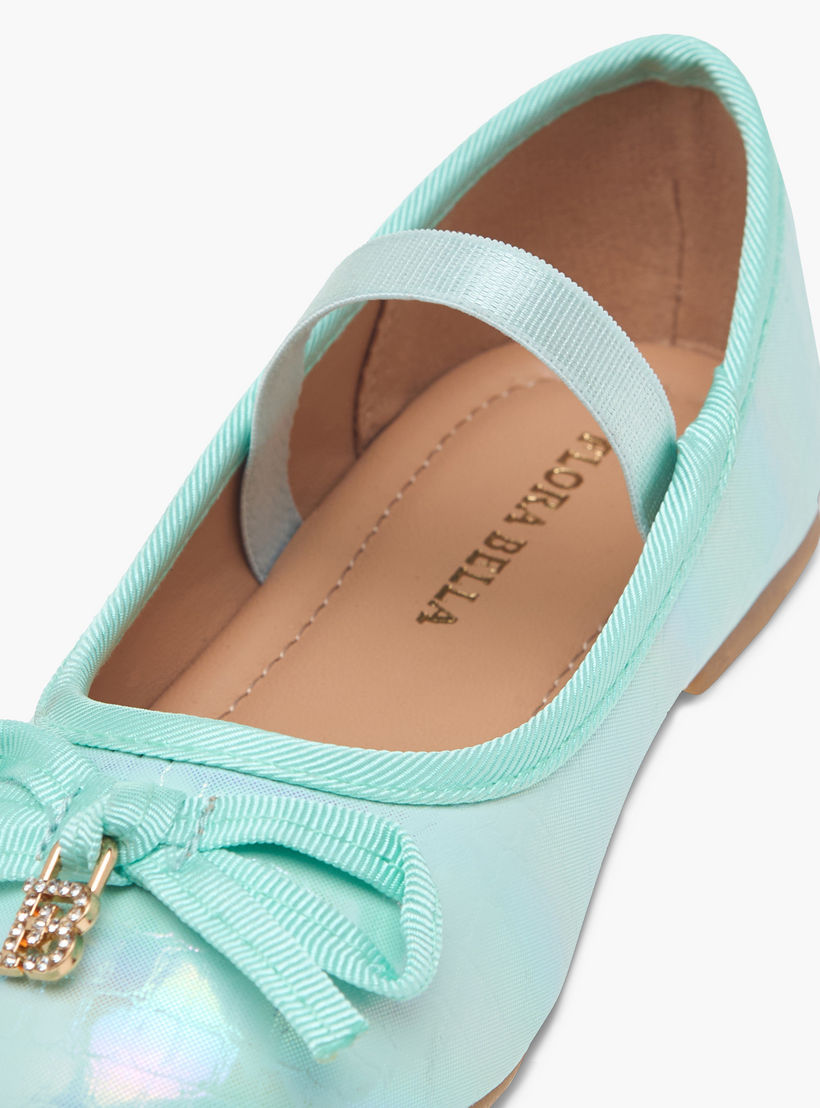 Flora Bella Bow Embellished Ballerina Shoes with Elastic Strap Detail-girls-shoes-ballerinas-image-6