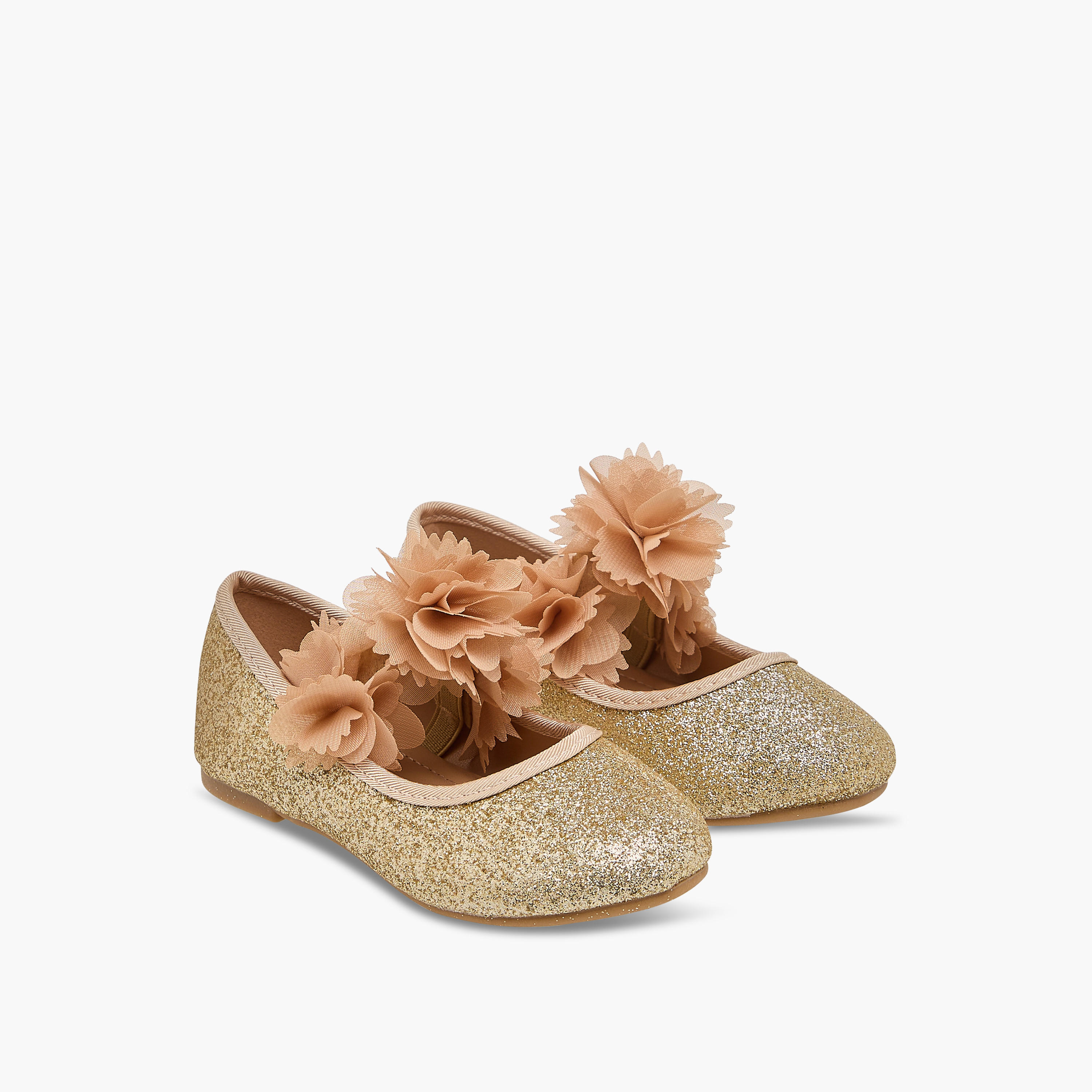 Flora Bella Embellished Ballerina Shoes with Elasticated Strap-girls-shoes-maryjanes-image-1