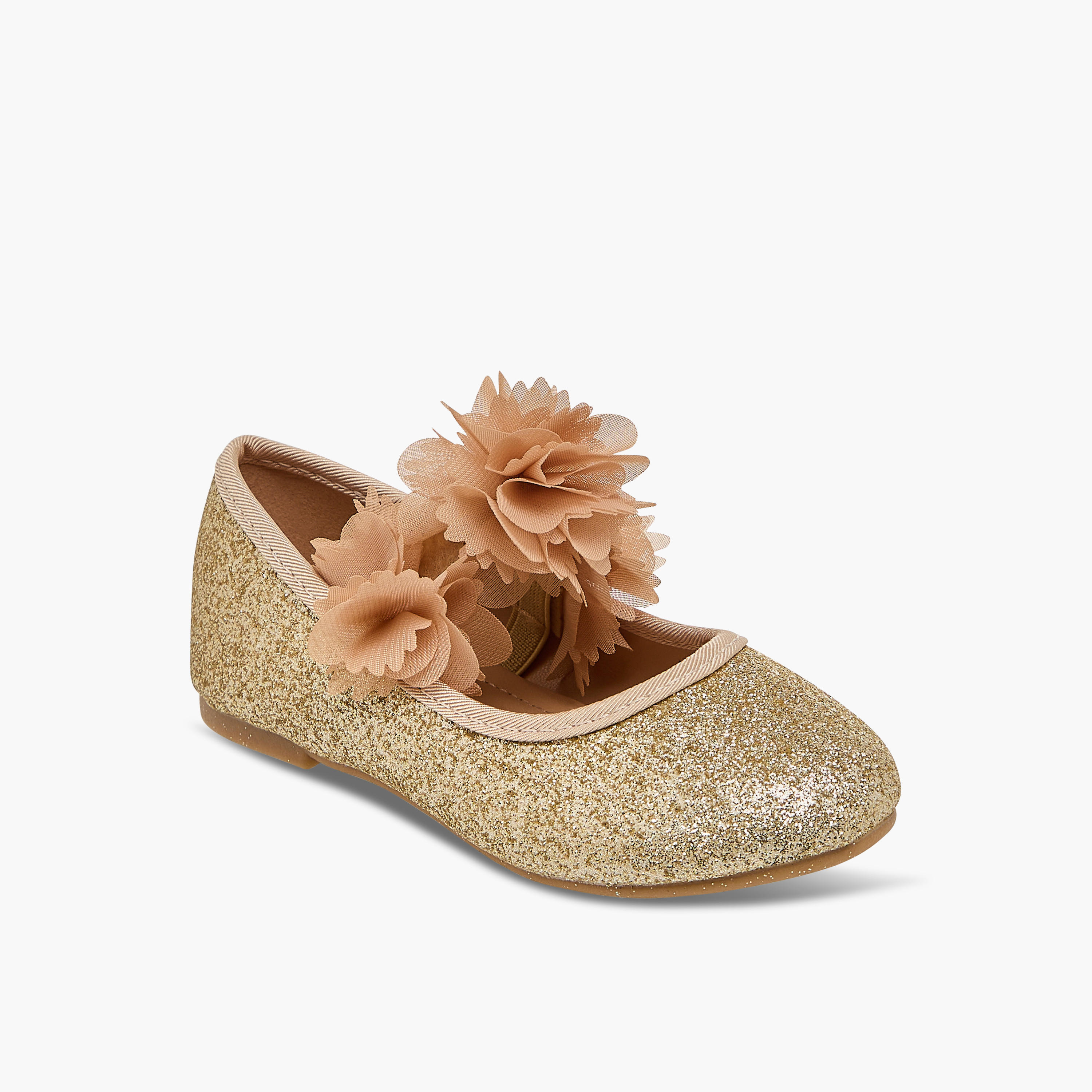 Flora Bella Embellished Ballerina Shoes with Elasticated Strap-girls-shoes-maryjanes-image-2