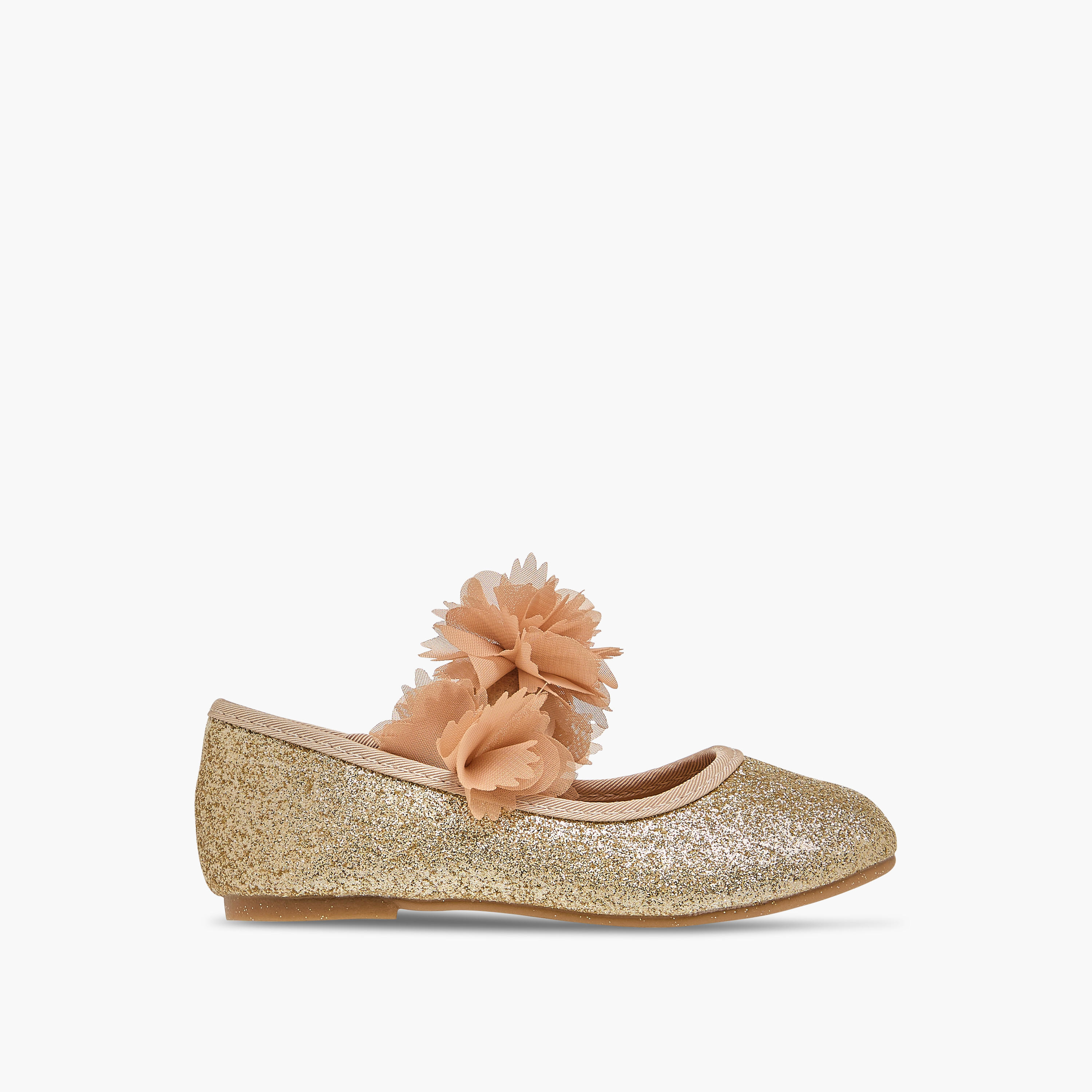 Flora Bella Embellished Ballerina Shoes with Elasticated Strap-girls-shoes-maryjanes-image-3