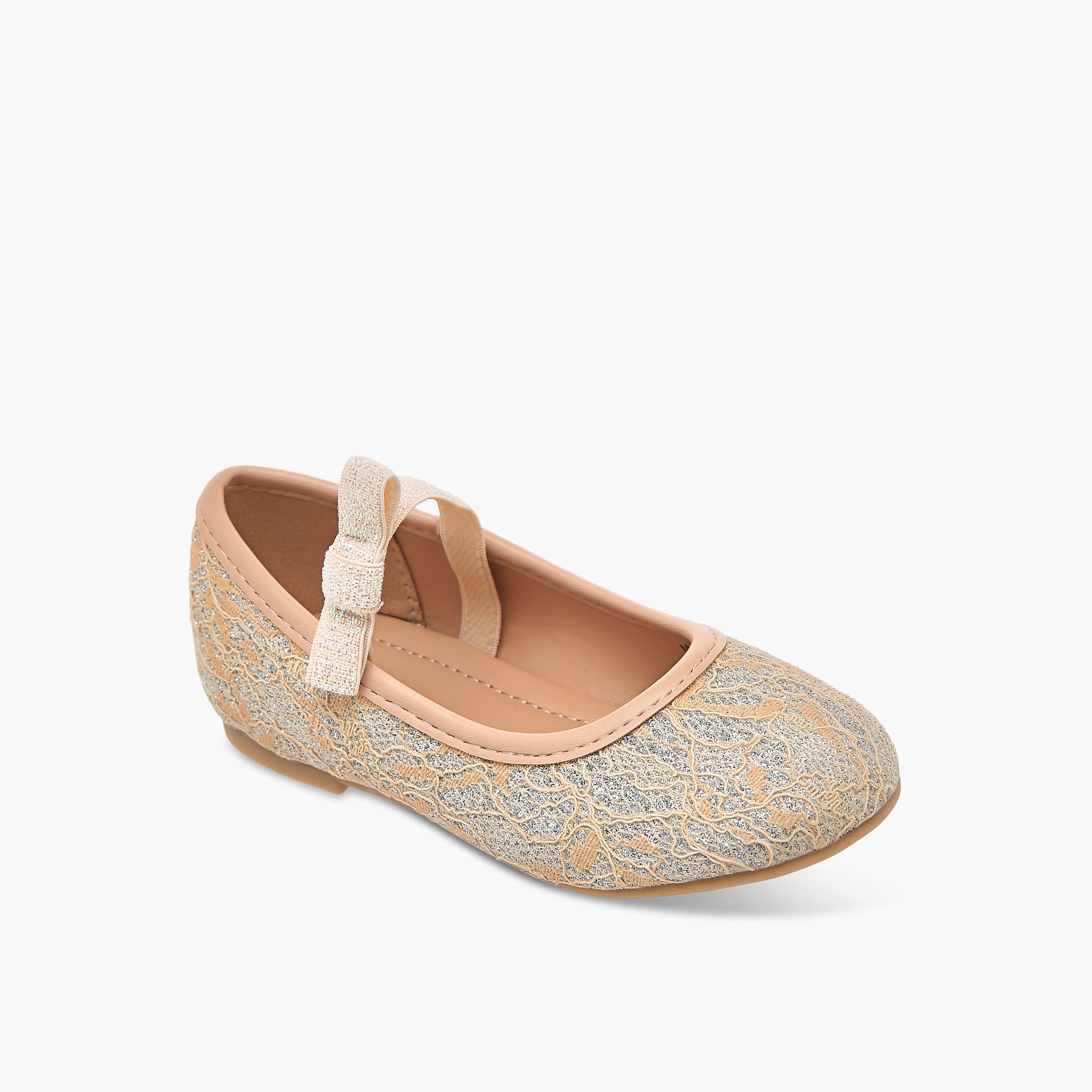 Flora Bella Textured Ballerina Shoes with Elasticated Strap-girls-shoes-ballerinas-image-2