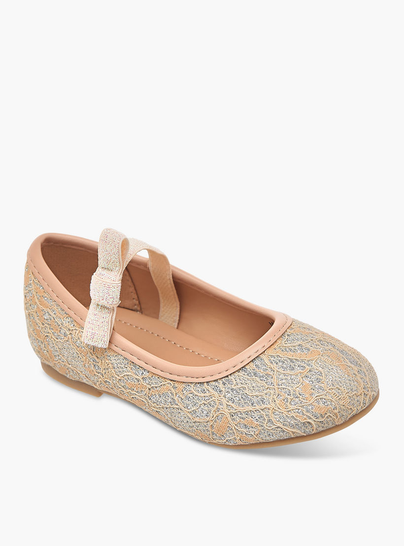 Flora Bella Textured Ballerina Shoes with Elasticated Strap-girls-shoes-ballerinas-image-2