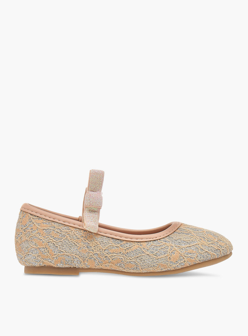 Flora Bella Textured Ballerina Shoes with Elasticated Strap-girls-shoes-ballerinas-image-3