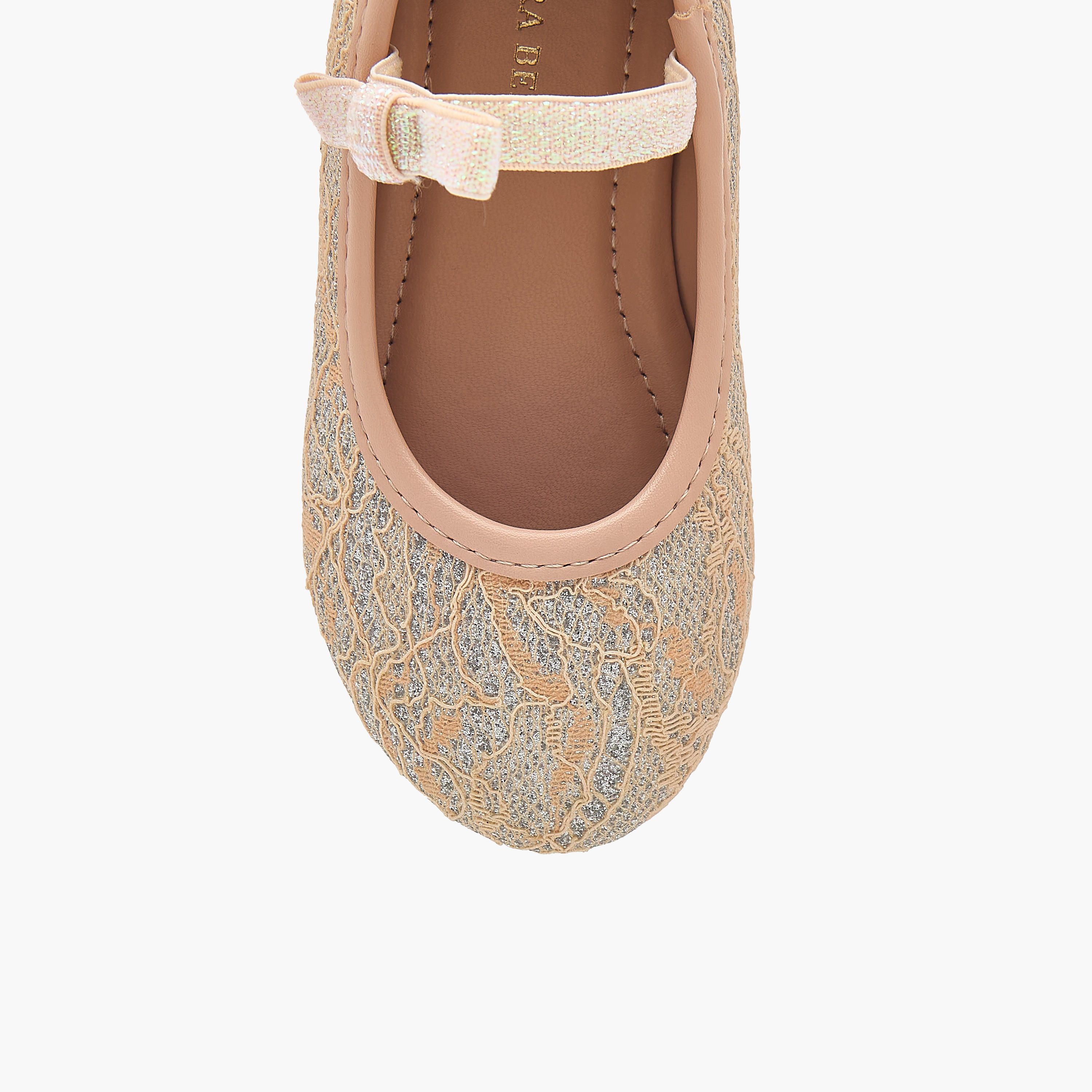 Flora Bella Textured Ballerina Shoes with Elasticated Strap-girls-shoes-ballerinas-image-4