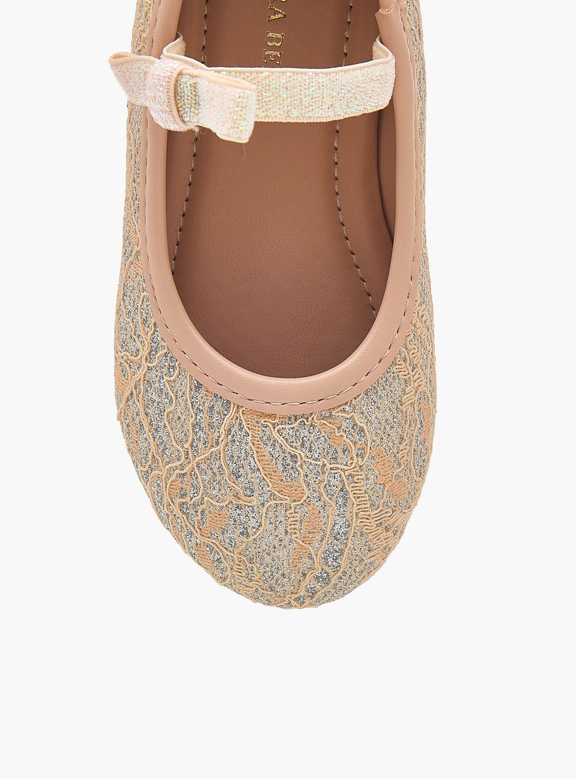 Flora Bella Textured Ballerina Shoes with Elasticated Strap-girls-shoes-ballerinas-image-4