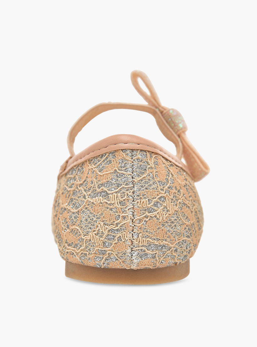 Flora Bella Textured Ballerina Shoes with Elasticated Strap-girls-shoes-ballerinas-image-5