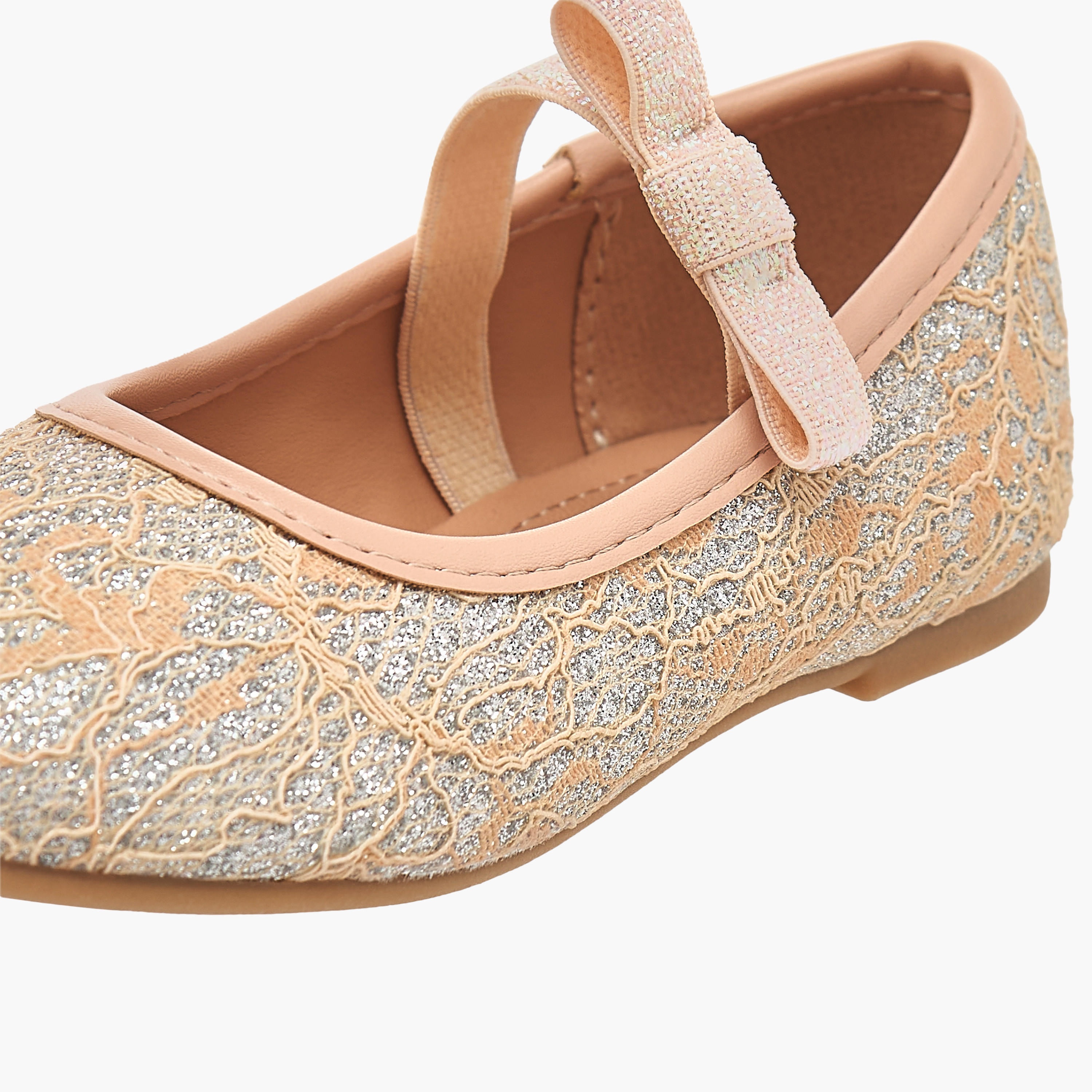 Flora Bella Textured Ballerina Shoes with Elasticated Strap-girls-shoes-ballerinas-image-6