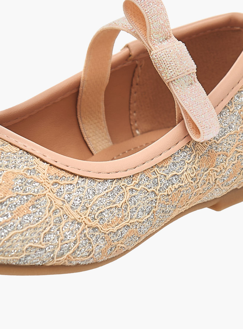 Flora Bella Textured Ballerina Shoes with Elasticated Strap-girls-shoes-ballerinas-image-6