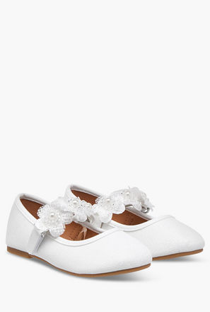 حذاء باليرينا بشريط إغلاق لاصق وزخارف أزهار من فلورا بيلا-girls-shoes-ballerinas-image-1