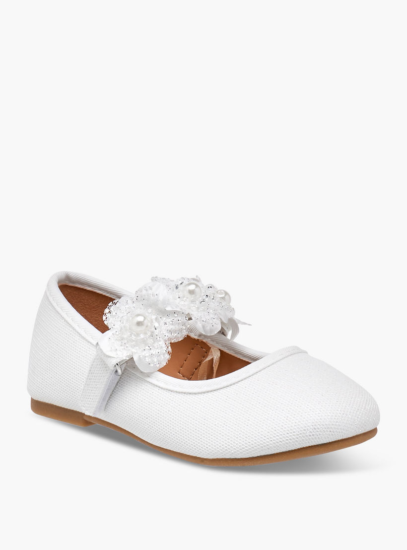 Flora Bella Floral Applique Ballerina Shoes with Hook and Loop Closure-girls-shoes-ballerinas-image-2
