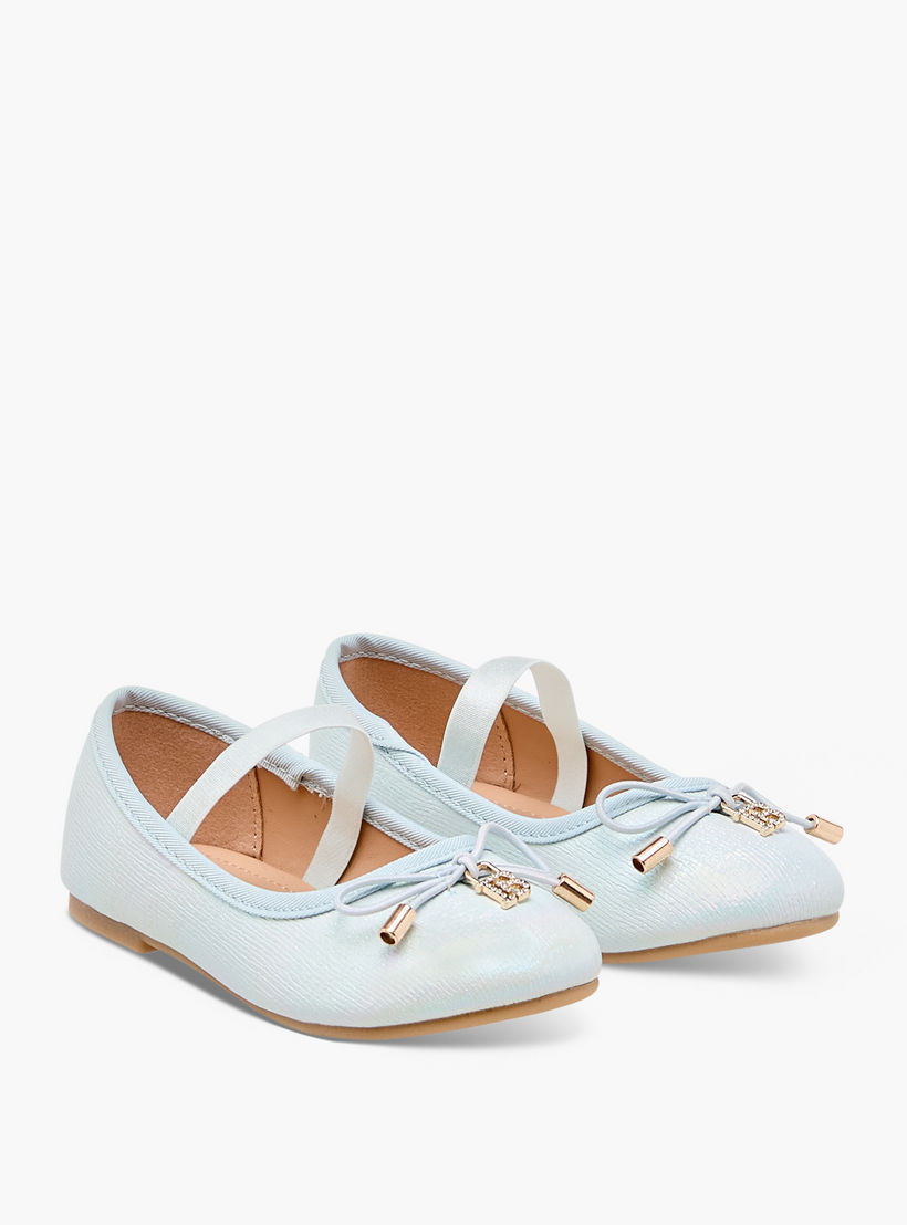Flora Bella Bow Accent Ballerina Shoes with Elasticated Strap-girls-shoes-ballerinas-image-1
