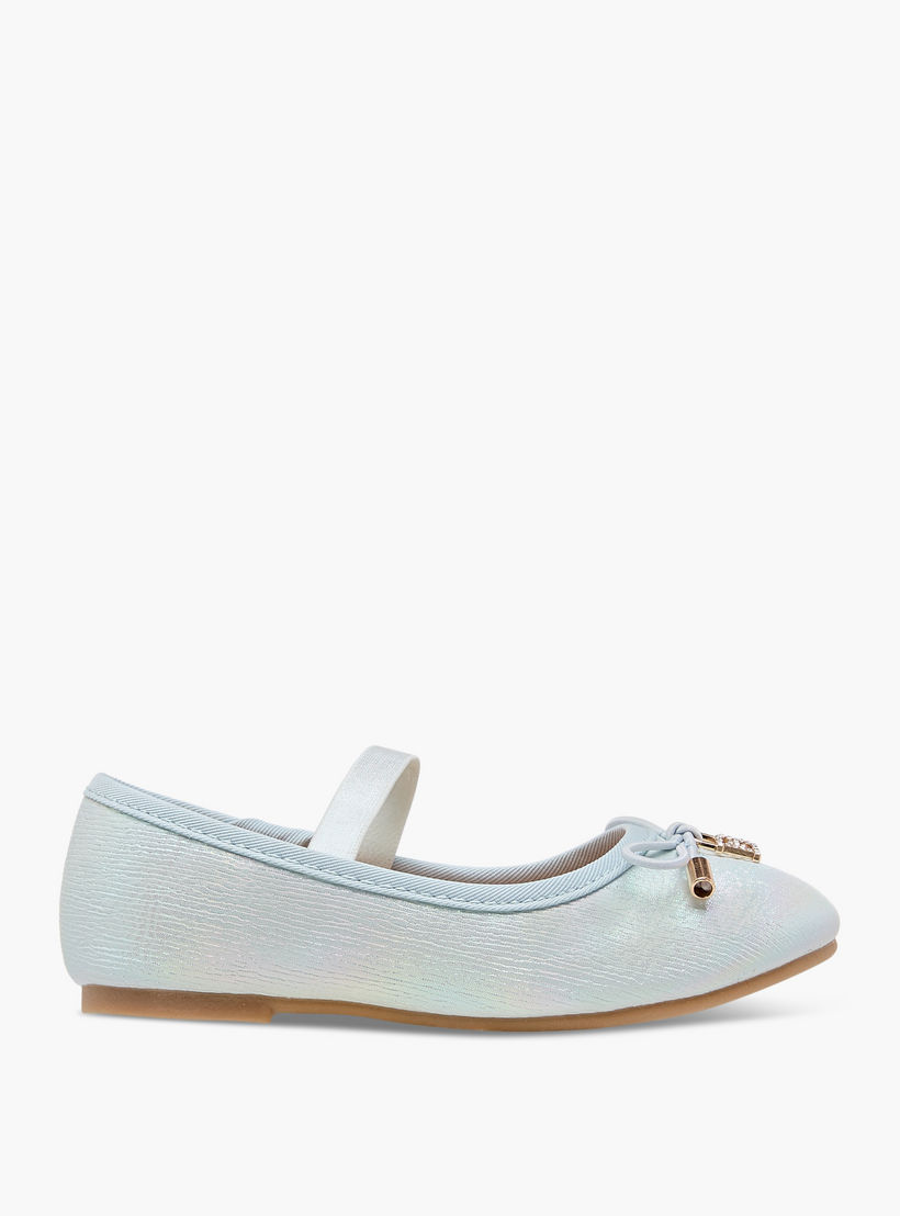 Flora Bella Bow Accent Ballerina Shoes with Elasticated Strap-girls-shoes-ballerinas-image-3