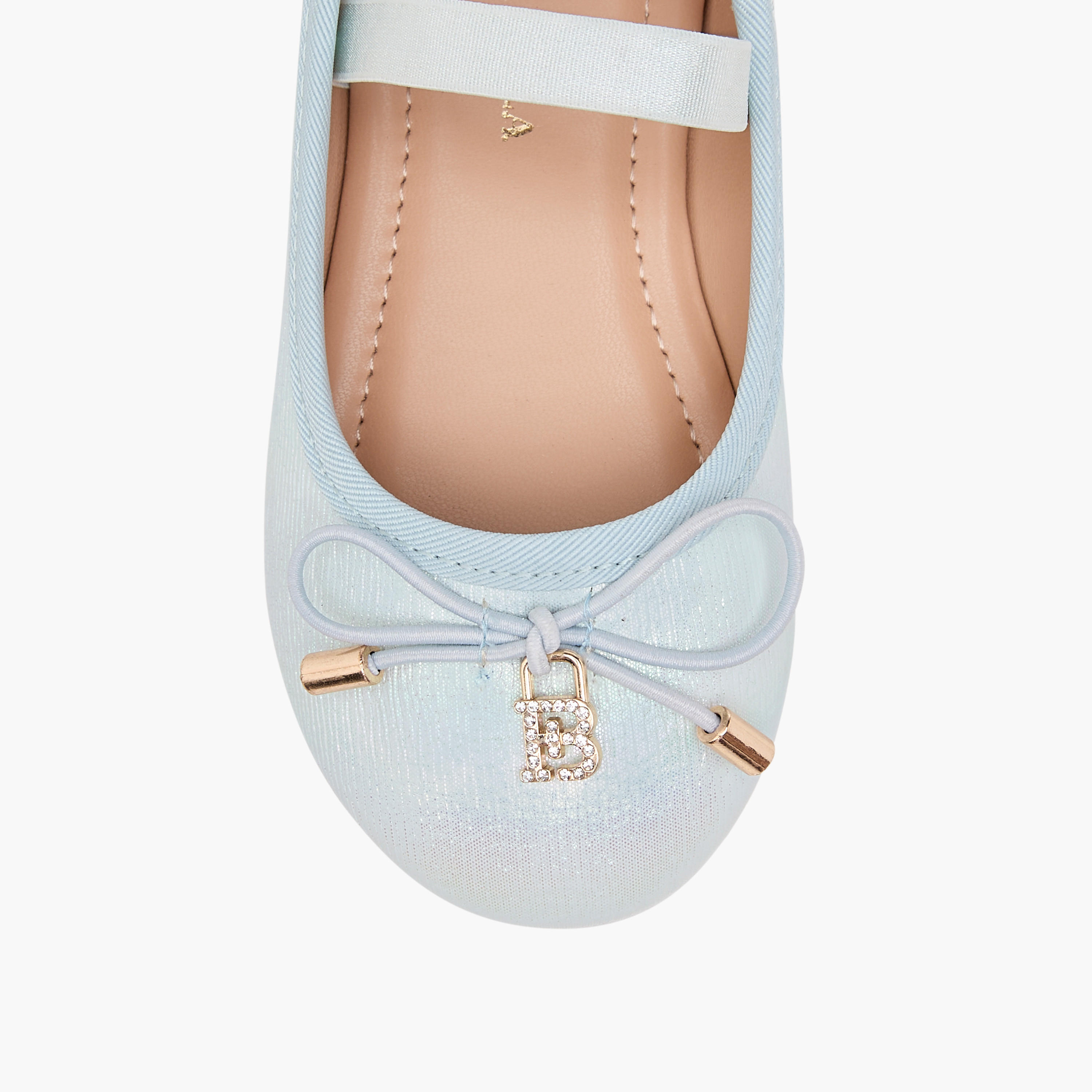 Flora Bella Bow Accent Ballerina Shoes with Elasticated Strap-girls-shoes-ballerinas-image-4