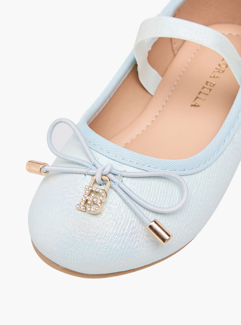 Flora Bella Bow Accent Ballerina Shoes with Elasticated Strap-girls-shoes-ballerinas-image-6