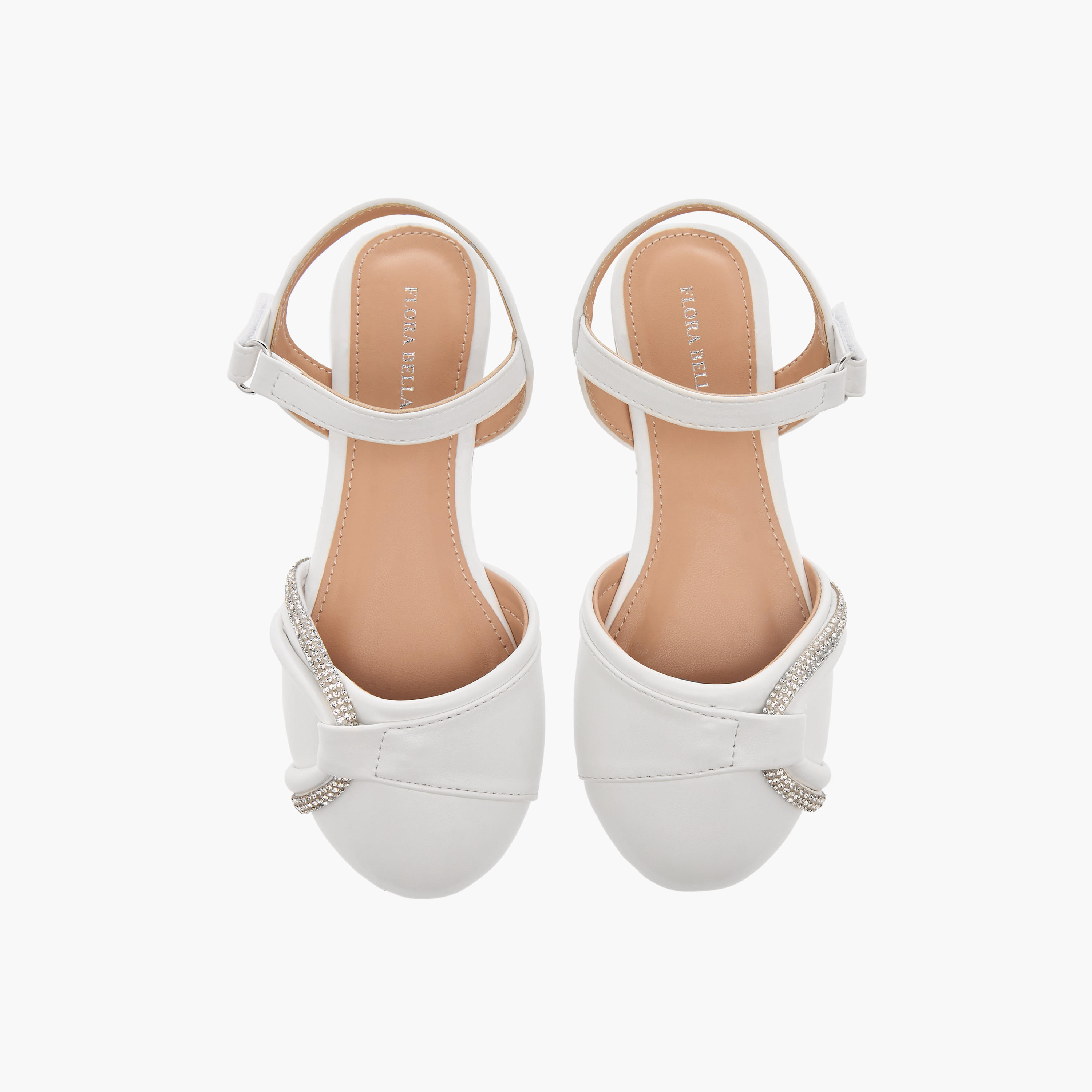 Flora Bella Embellished Strap Sandals with Hook and Loop Closure-girls-shoes-sandals-image-1