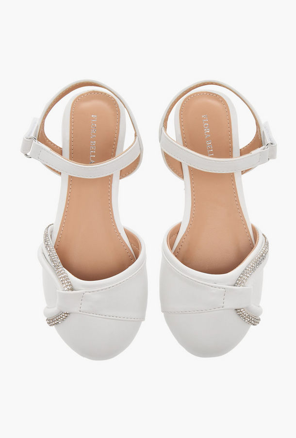 Flora Bella Embellished Strap Sandals with Hook and Loop Closure-girls-shoes-image-1
