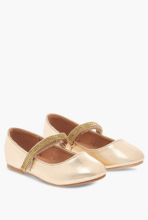 Flora Bella Embellished Ballerina Shoes with Hook and Loop Closure-girls-shoes-ballerinas-image-1