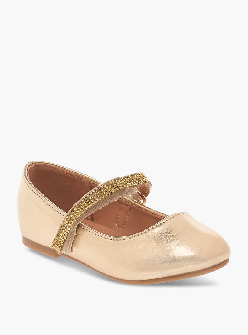 Flora Bella Embellished Ballerina Shoes with Hook and Loop Closure-girls-shoes-ballerinas-image-2