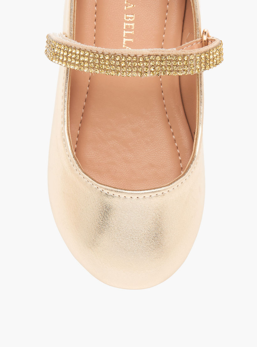 Flora Bella Embellished Ballerina Shoes with Hook and Loop Closure-girls-shoes-ballerinas-image-4