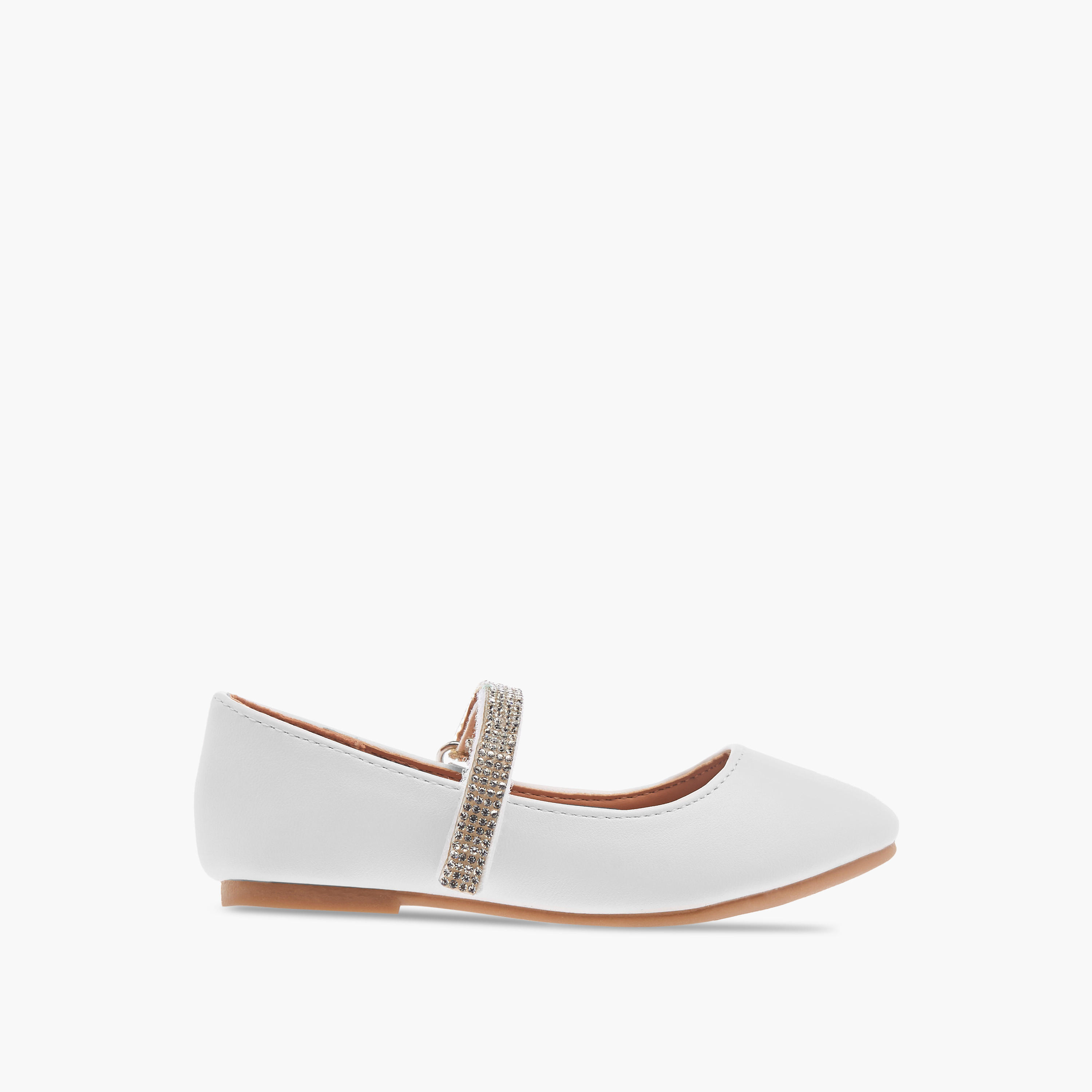 Flora Bella Embellished Ballerina Shoes with Hook and Loop Closure-girls-shoes-ballerinas-image-3
