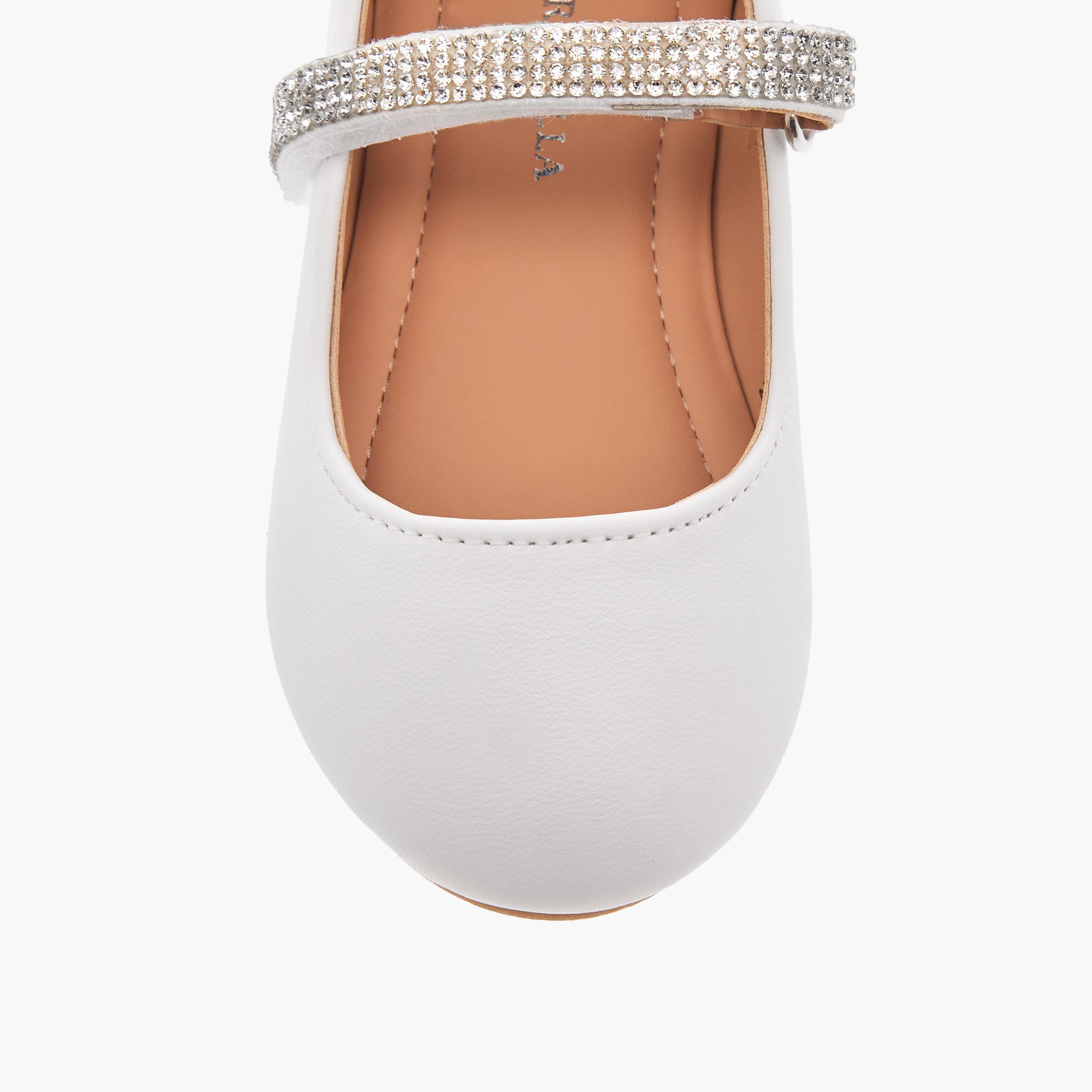Flora Bella Embellished Ballerina Shoes with Hook and Loop Closure-girls-shoes-ballerinas-image-4