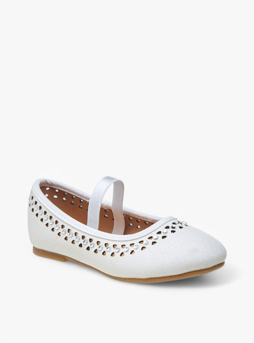 Flora Bella Embellished Ballerina Shoes with Elastic Closure-girls-shoes-ballerinas-image-2