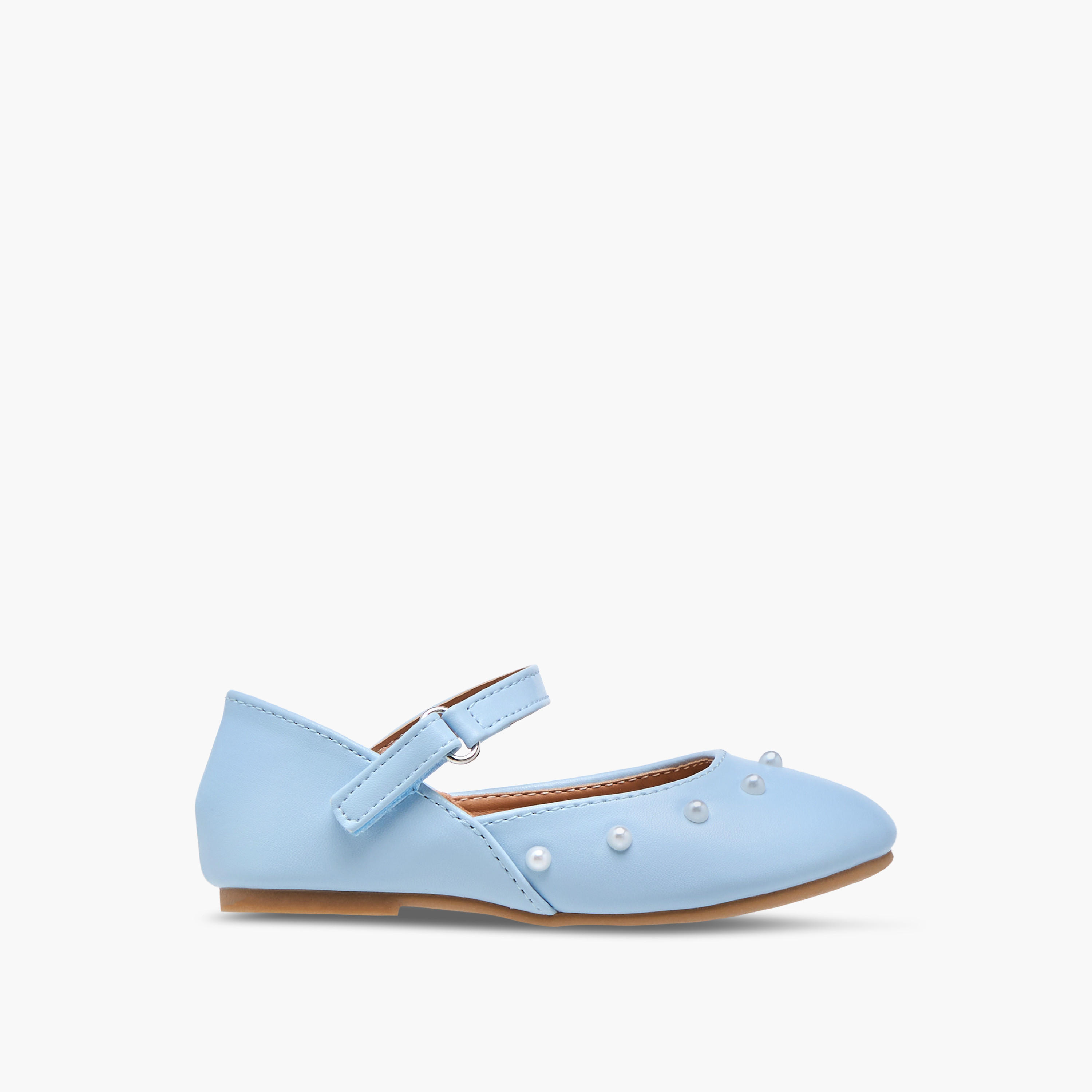 Flora Bella Embellished Ballerina Shoes with Hook and Loop Closure-girls-shoes-ballerinas-image-3