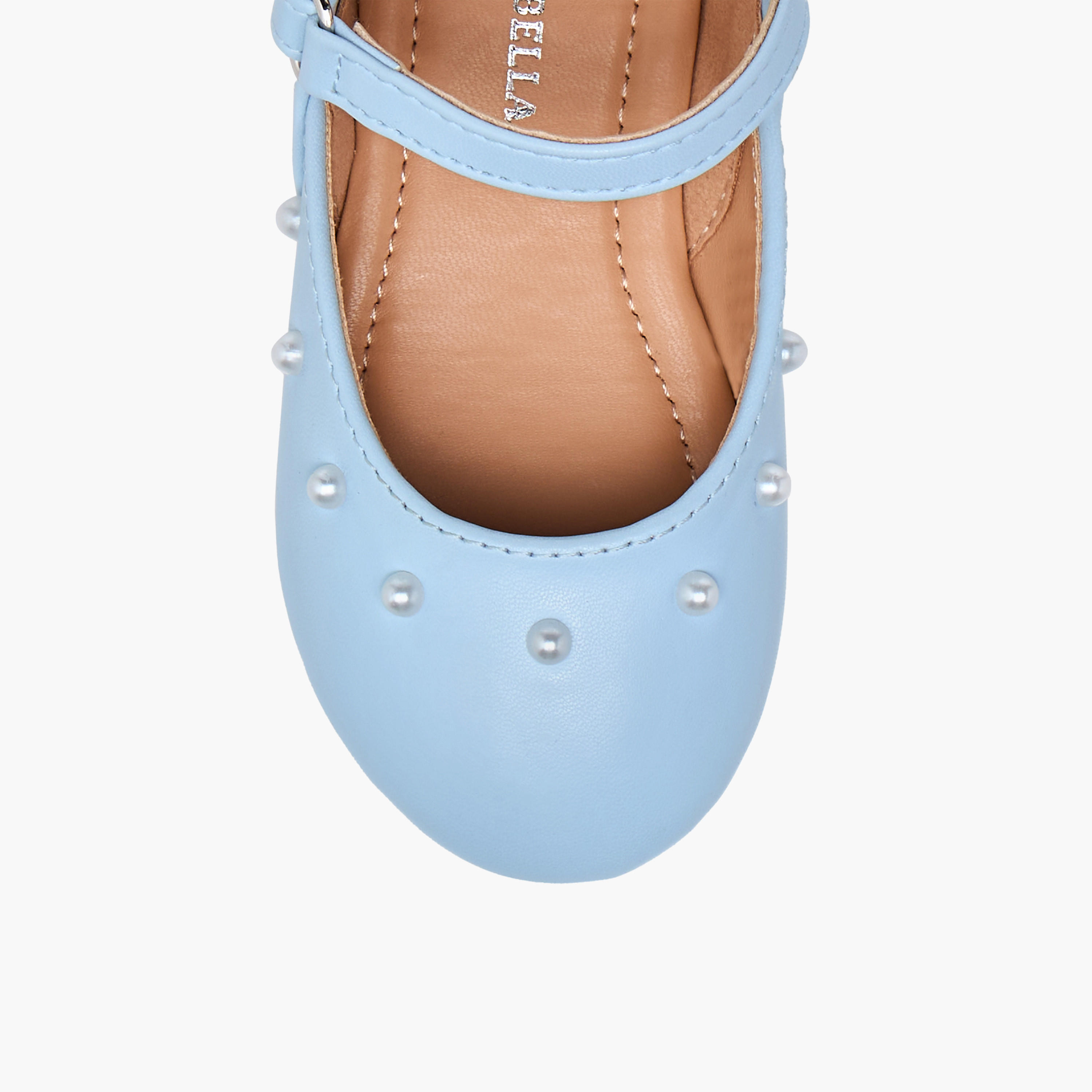 Flora Bella Embellished Ballerina Shoes with Hook and Loop Closure-girls-shoes-ballerinas-image-4