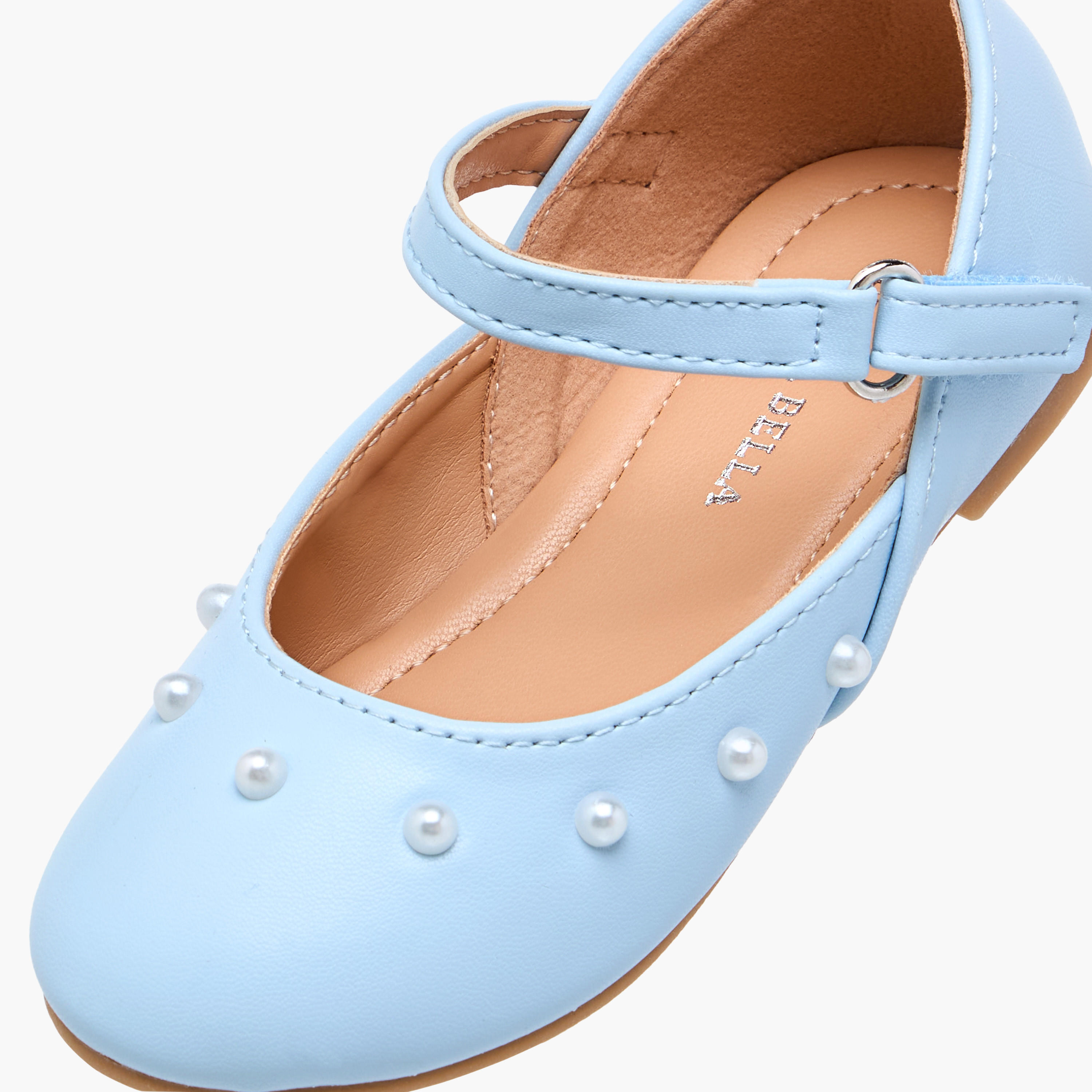 Flora Bella Embellished Ballerina Shoes with Hook and Loop Closure-girls-shoes-ballerinas-image-6