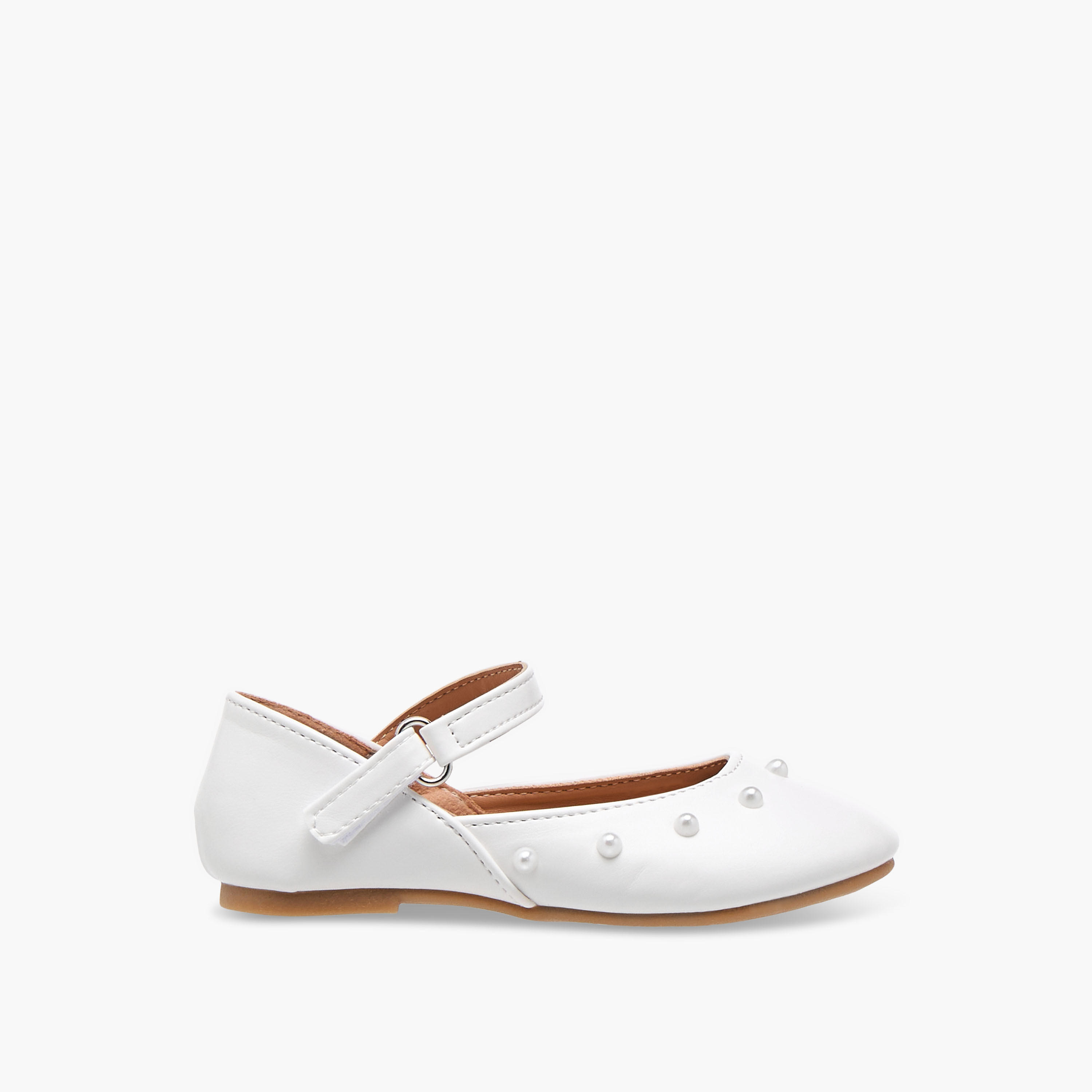 Flora Bella Embellished Ballerina Shoes with Hook and Loop Closure-girls-shoes-ballerinas-image-3