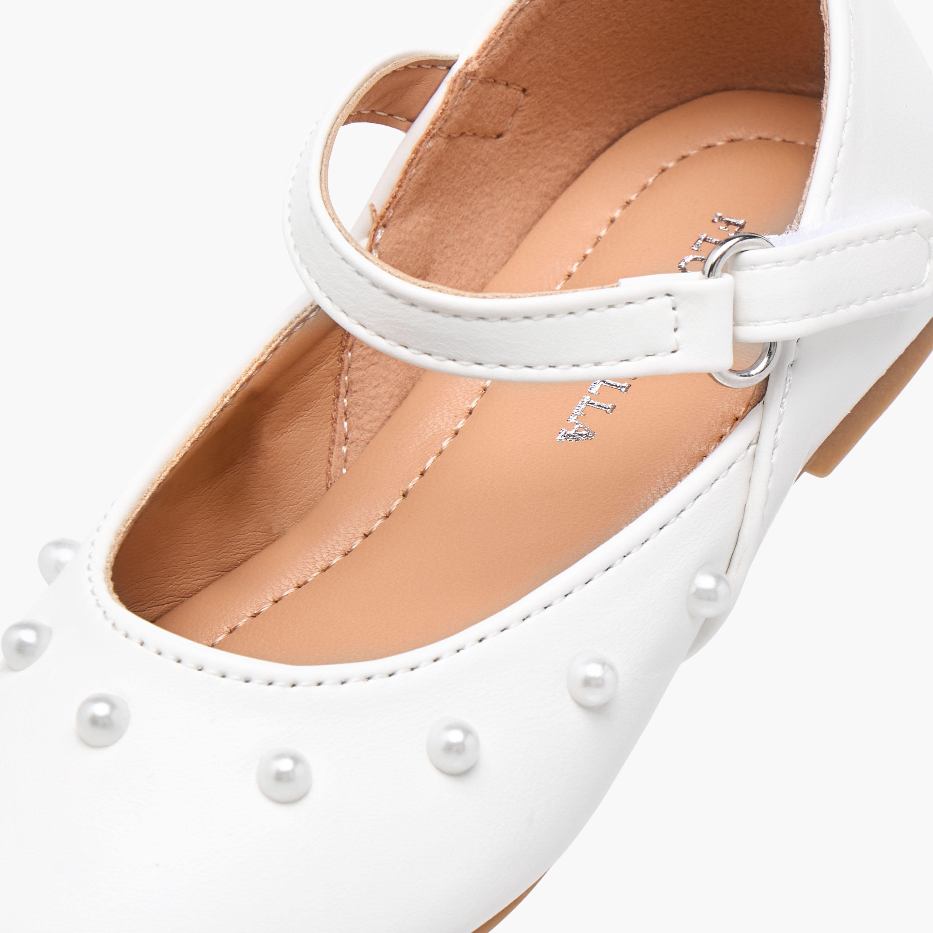 Flora Bella Embellished Ballerina Shoes with Hook and Loop Closure-girls-shoes-ballerinas-image-6