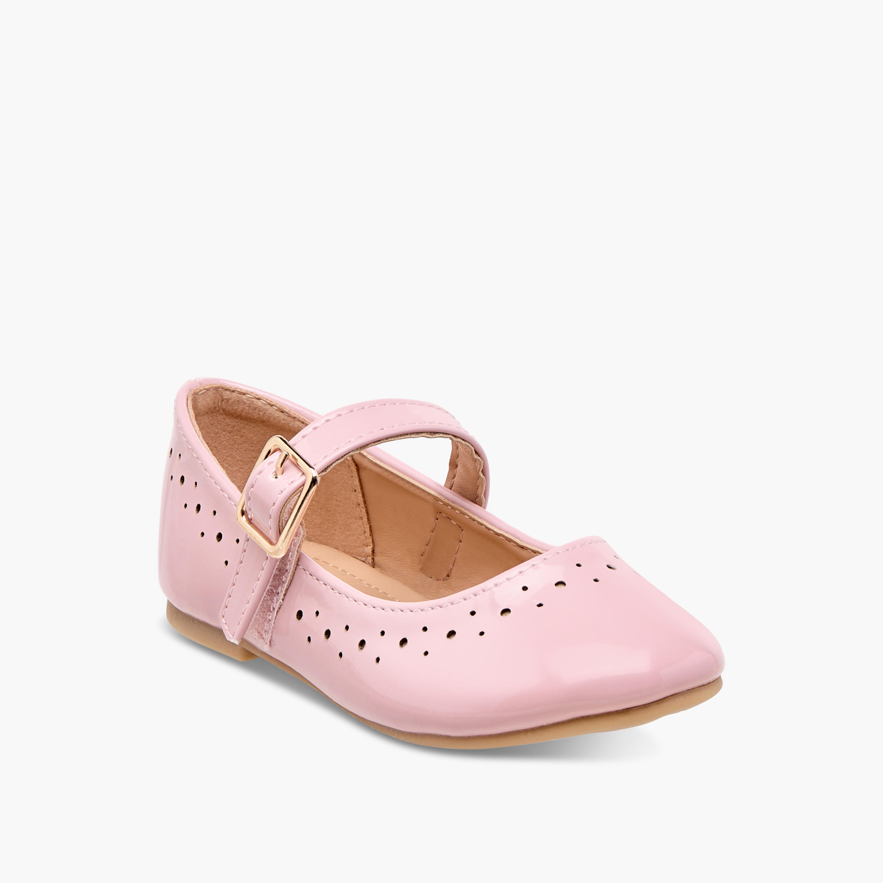 Flora Bella Cutout Detail Ballerina Shoes with Buckle Closure-girls-shoes-maryjanes-image-2