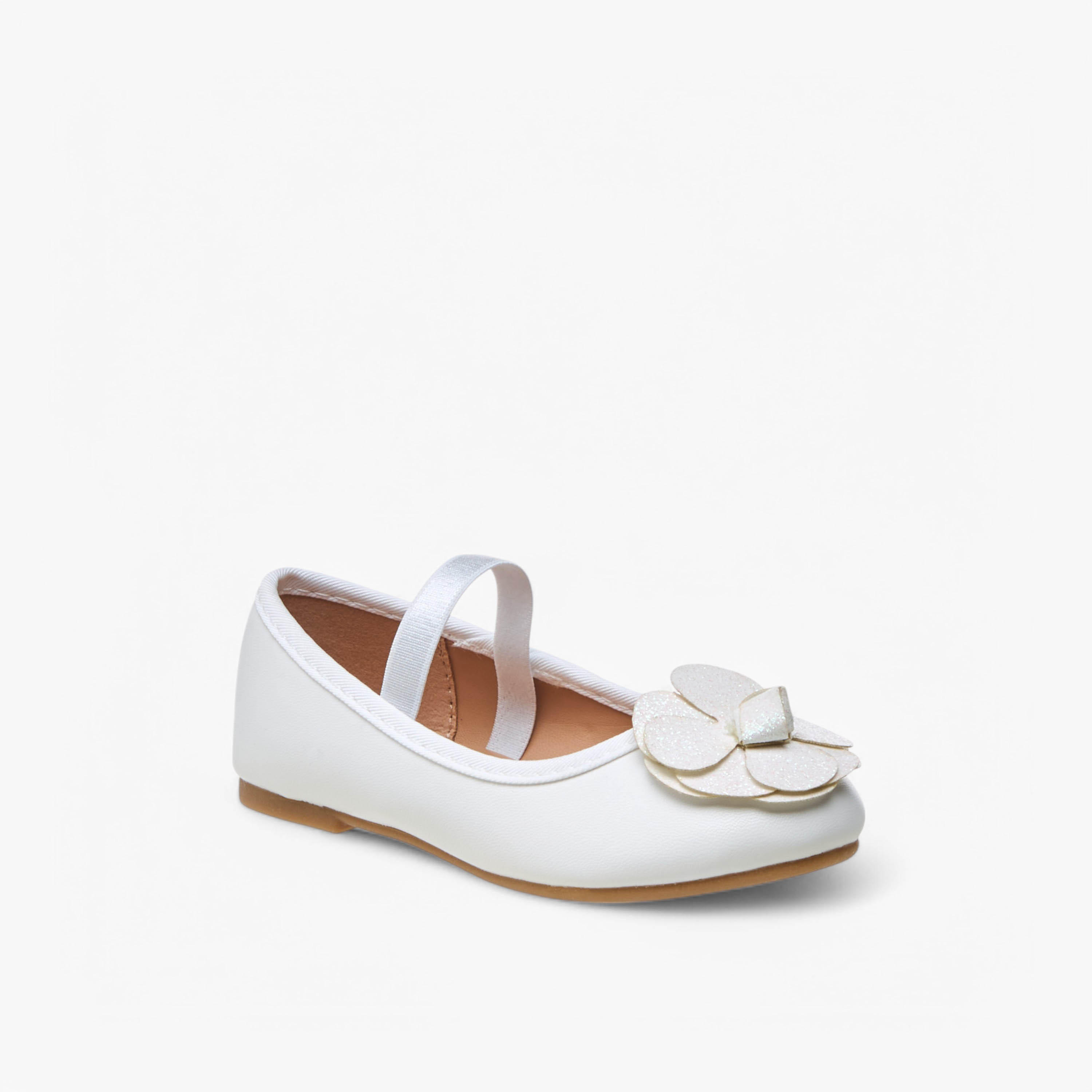 Flora Bella Flower Embellished Ballerina Shoes with Elastic Closure-girls-shoes-ballerinas-image-2