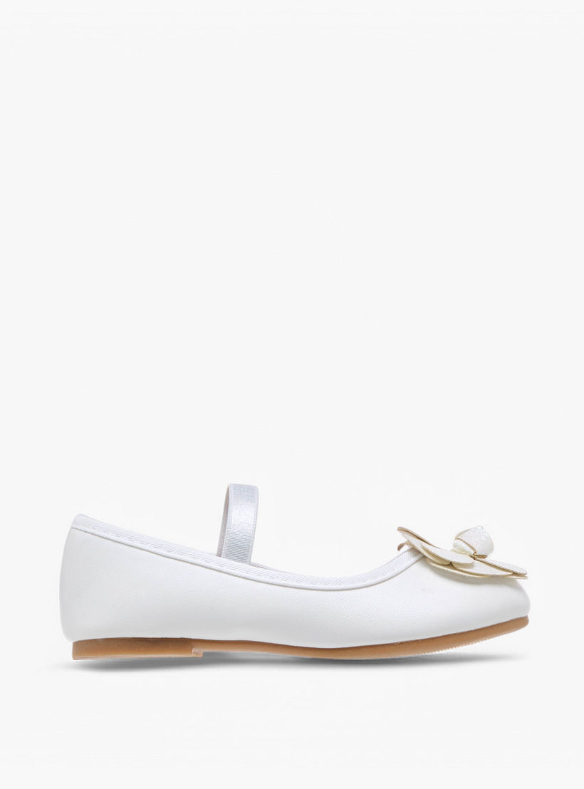 Flora Bella Flower Embellished Ballerina Shoes with Elastic Closure-girls-shoes-ballerinas-image-3