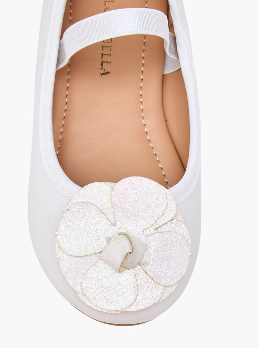 Flora Bella Flower Embellished Ballerina Shoes with Elastic Closure-girls-shoes-ballerinas-image-4