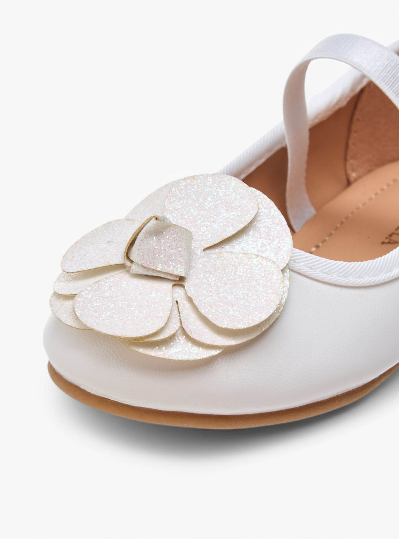 Flora Bella Flower Embellished Ballerina Shoes with Elastic Closure-girls-shoes-ballerinas-image-6